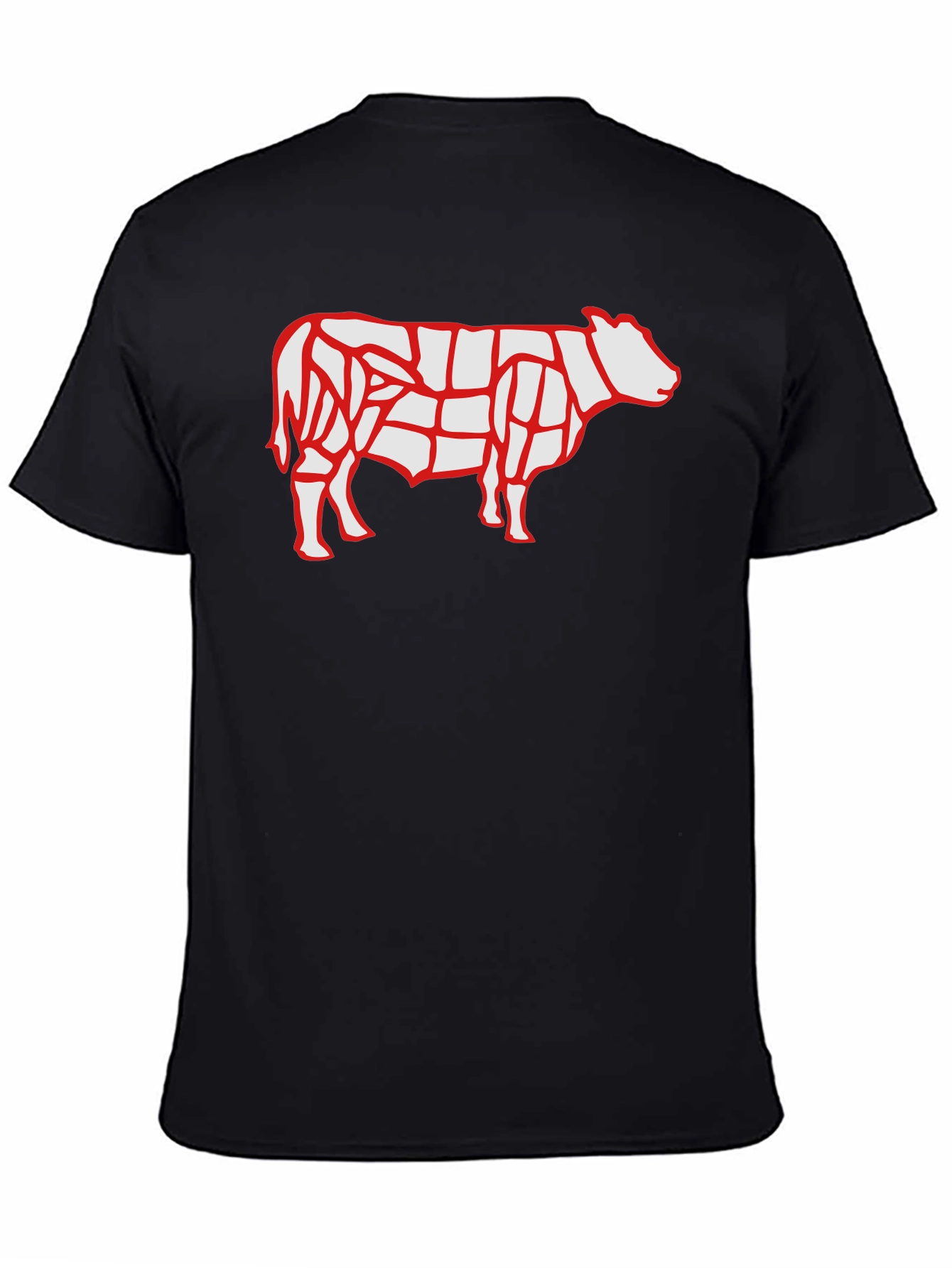 Butcher Chart Cow Graphic Tee - Black Cotton T-Shirt