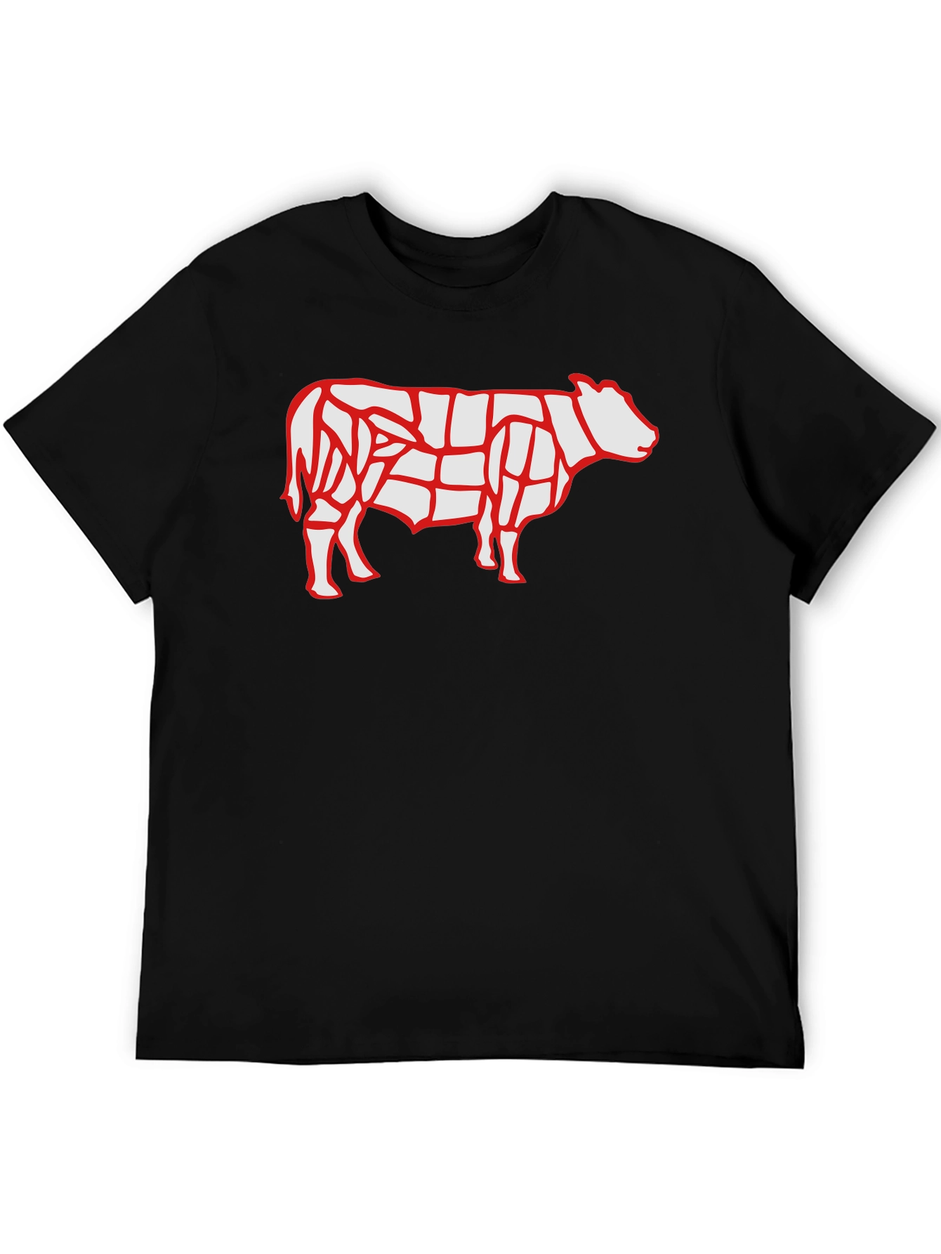 Butcher Chart Cow Graphic Tee - Black Cotton T-Shirt