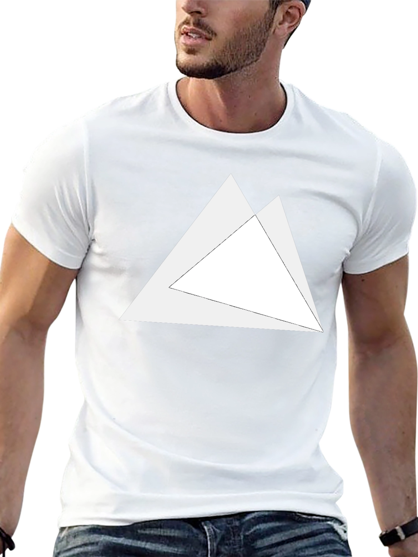 Mens Black T-Shirt with Geometric Triangle Design