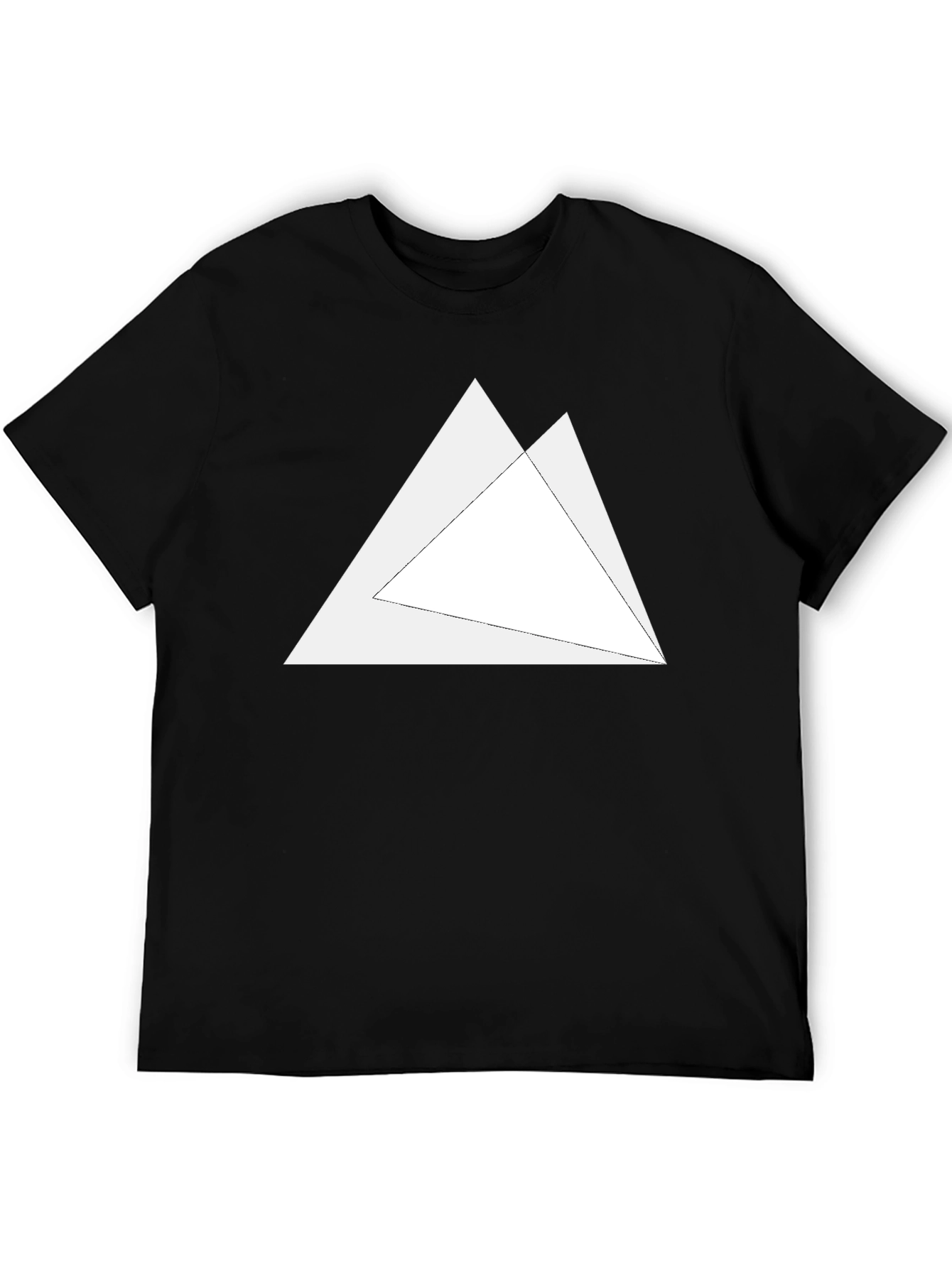 Mens Black T-Shirt with Geometric Triangle Design