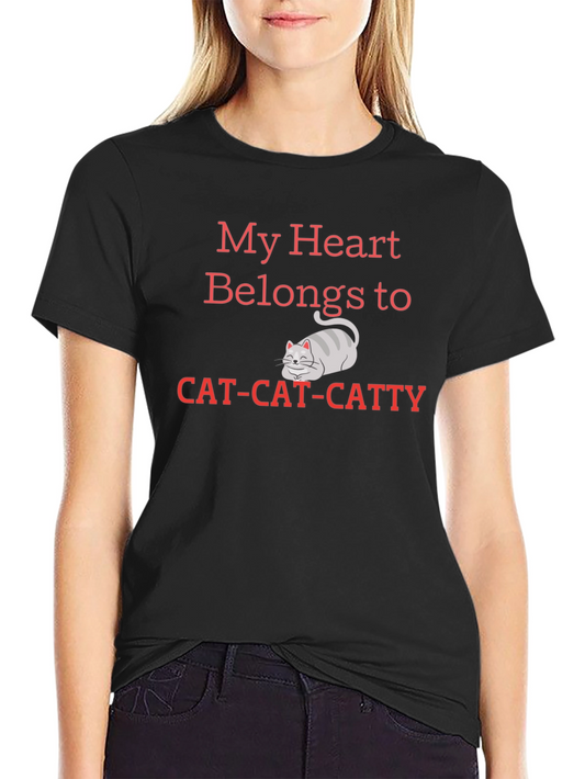 My Heart Belongs To Cat Cat Catty Black T-Shirt