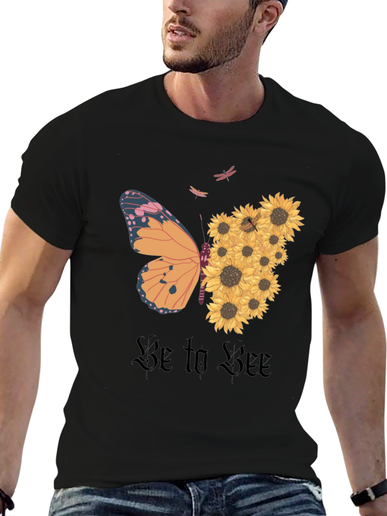 Butterfly Sunflower Graphic Tee - Nature Inspired T-Shirt