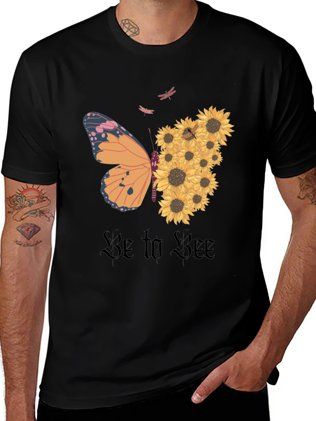 Butterfly Sunflower Graphic Tee - Nature Inspired T-Shirt