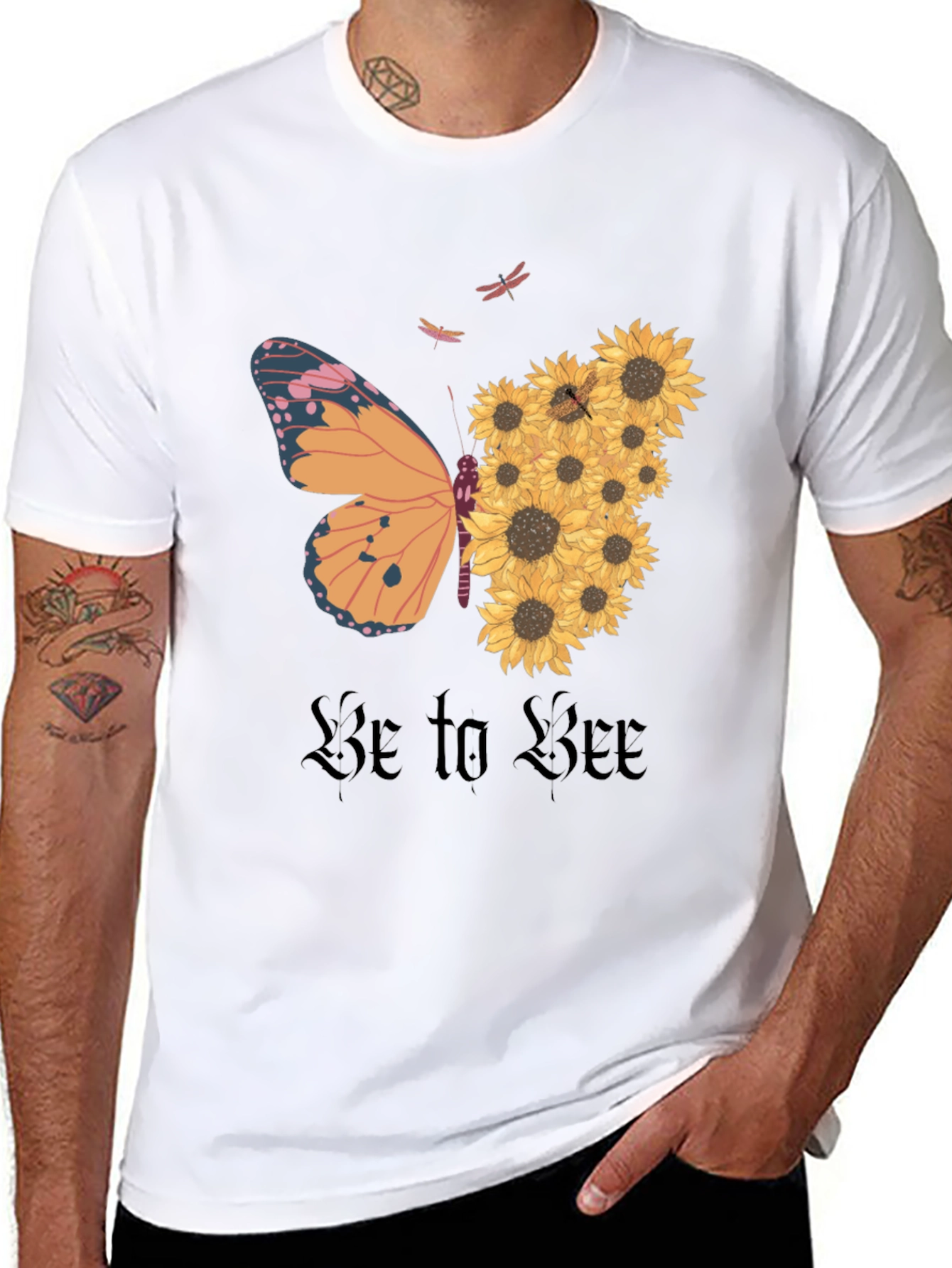 Butterfly Sunflower Graphic Tee - Nature Inspired T-Shirt