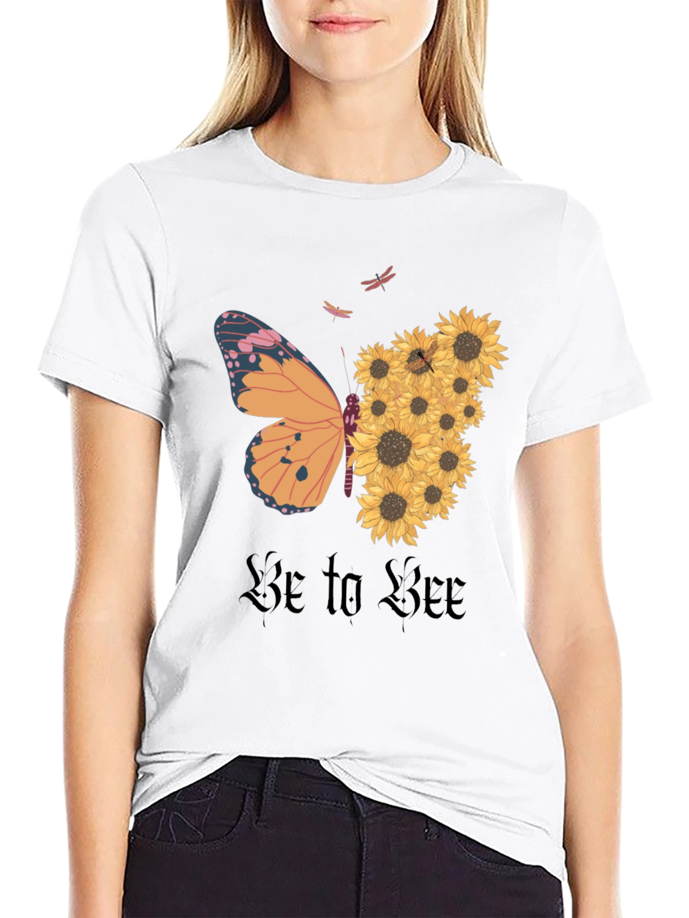 Butterfly Sunflower Graphic Tee - Nature Inspired T-Shirt