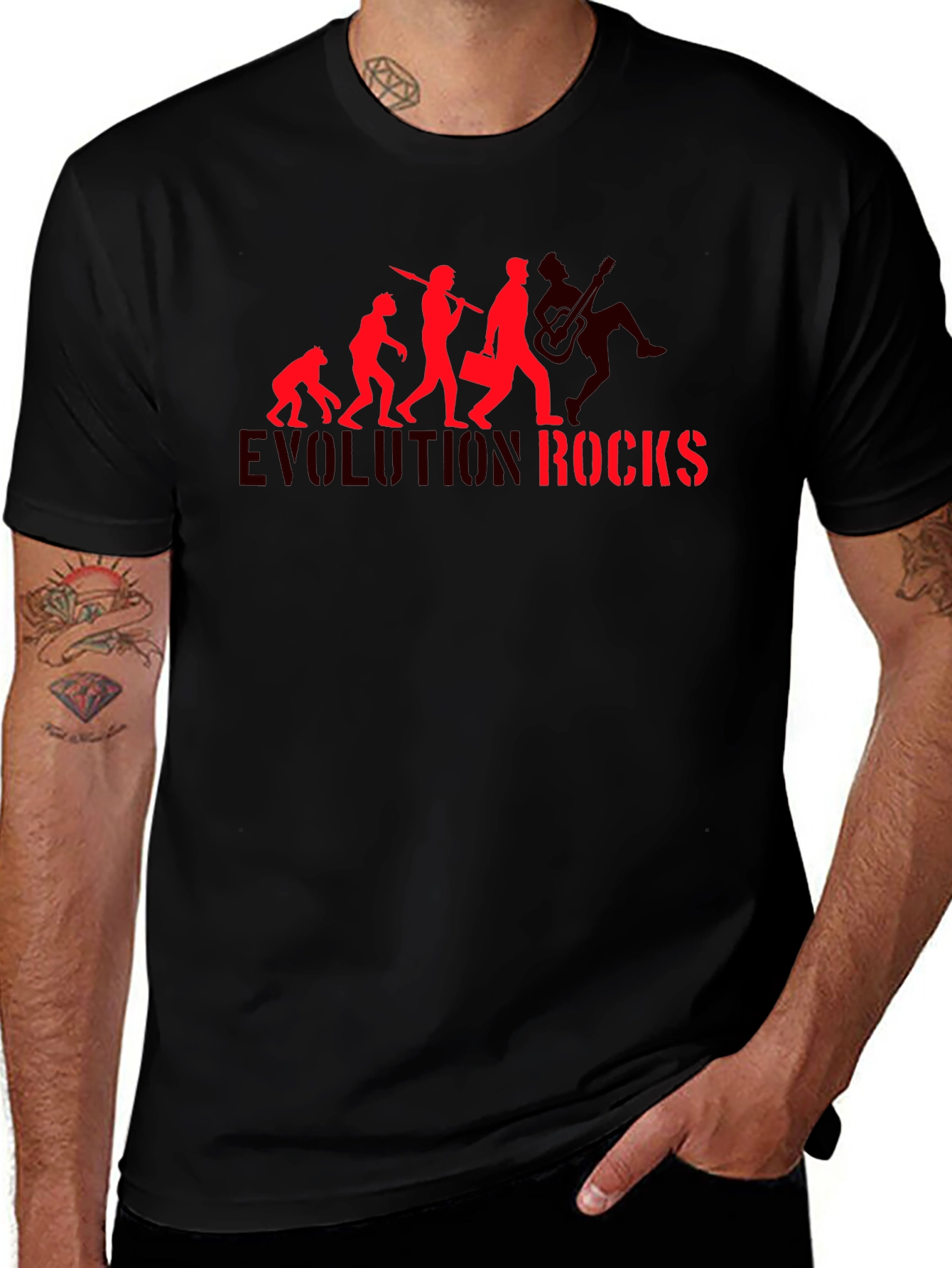 Evolution Rocks Graphic T-Shirt - Black Cotton Tee
