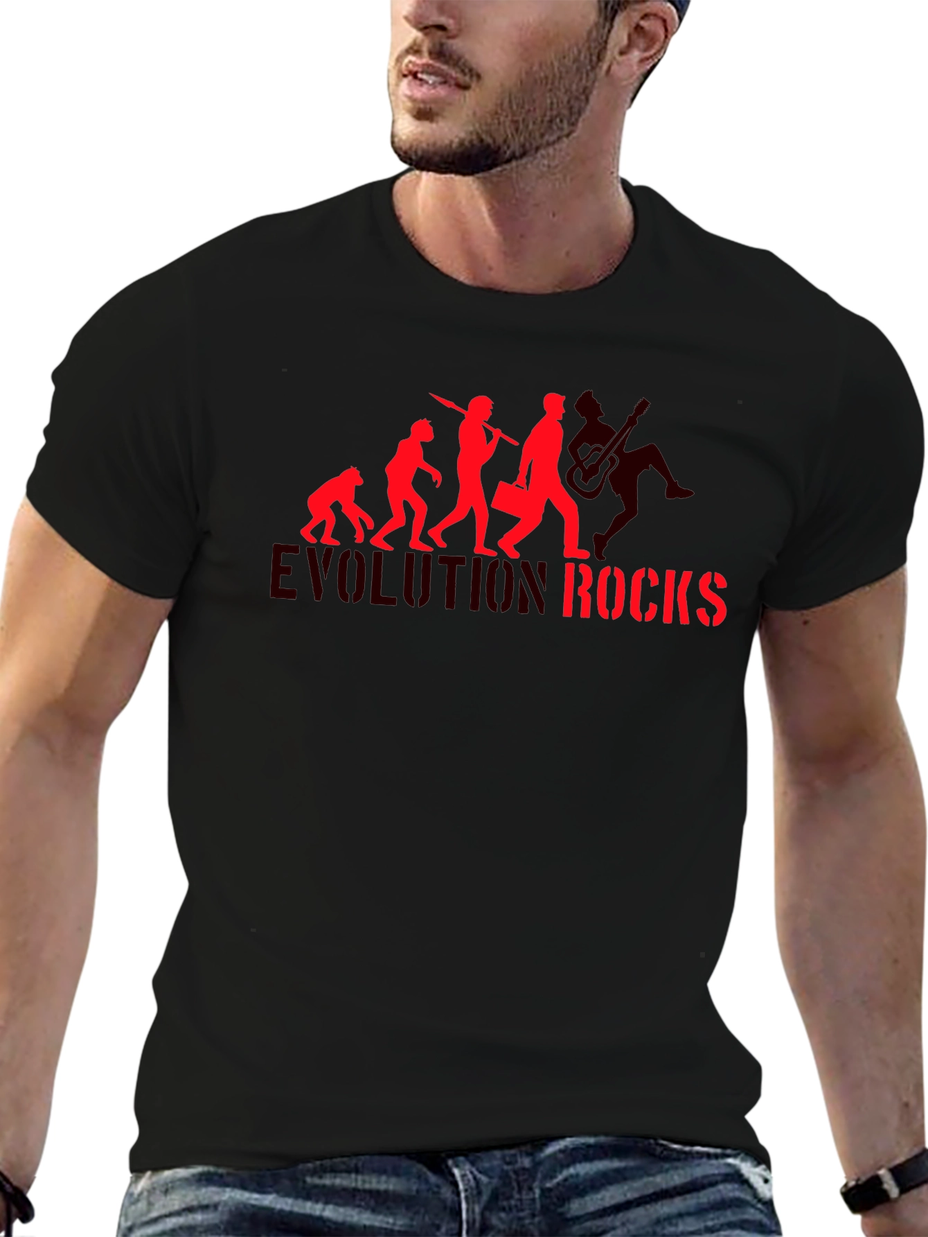 Evolution Rocks Graphic T-Shirt - Black Cotton Tee