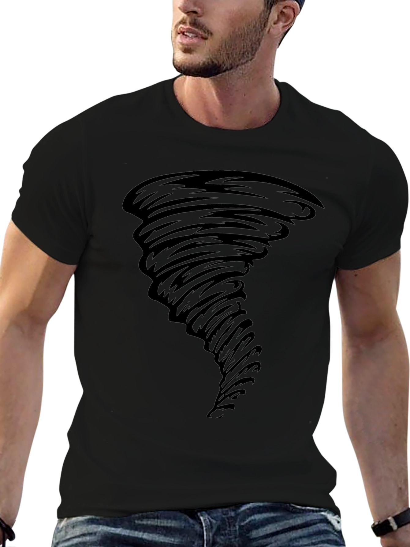 Tornado Graphic T-Shirt - Black Cotton Tee
