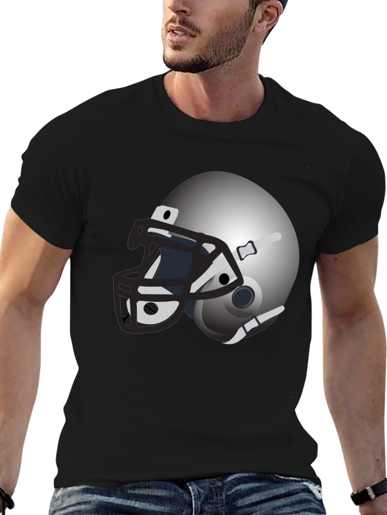 Football Helmet Graphic Black T-Shirt