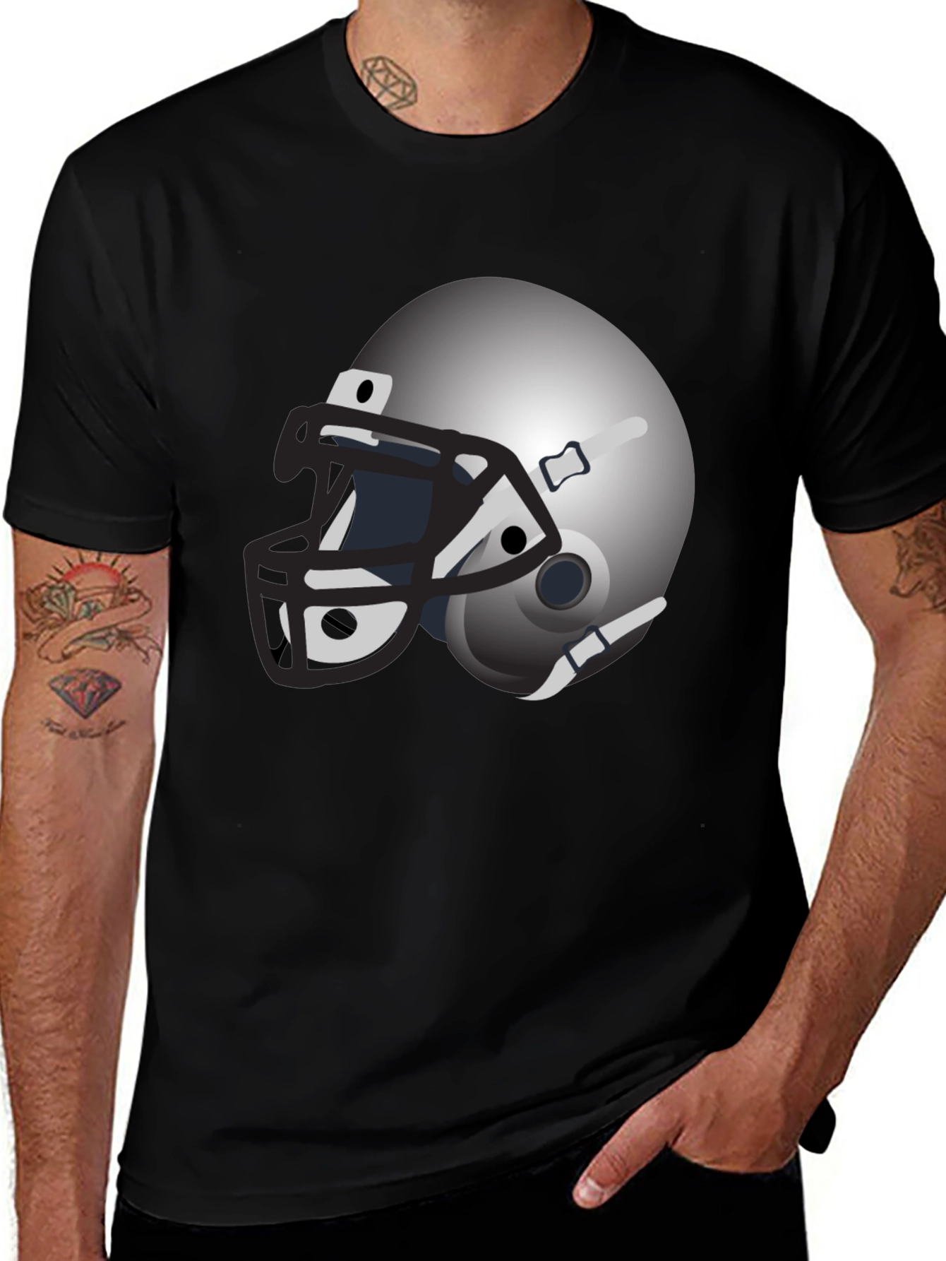 Football Helmet Graphic Black T-Shirt