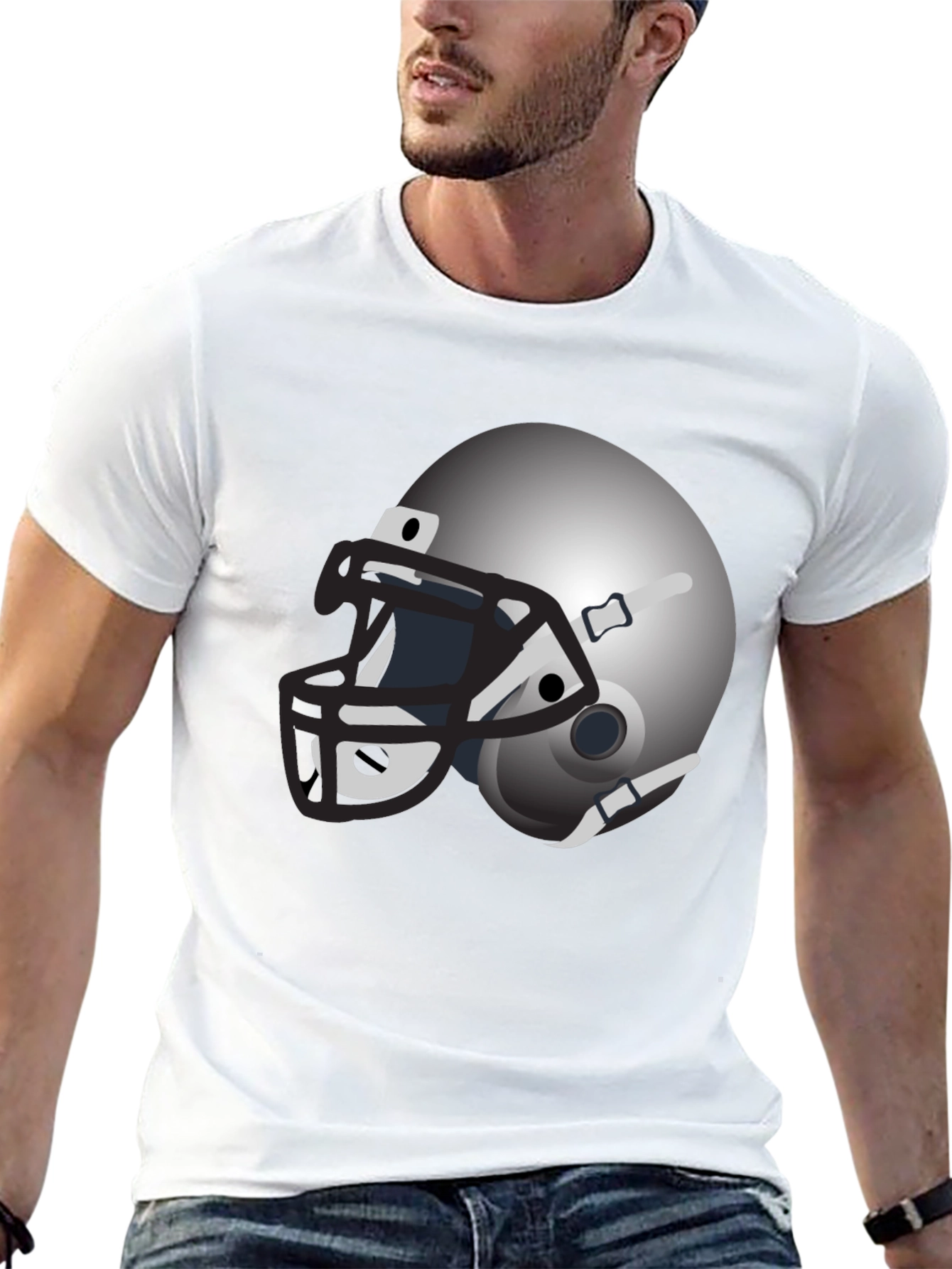Football Helmet Graphic Black T-Shirt