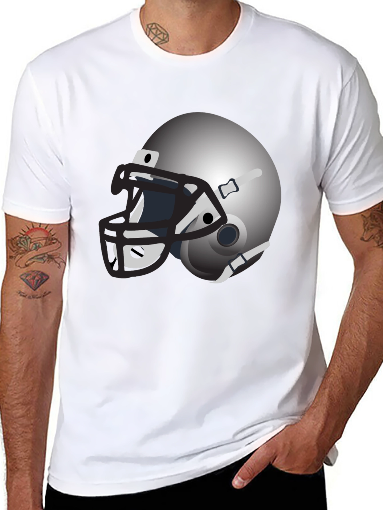 Football Helmet Graphic Black T-Shirt