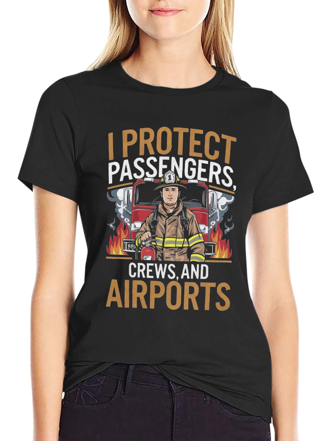Firefighter Airport Crew Protection Graphic T-Shirt