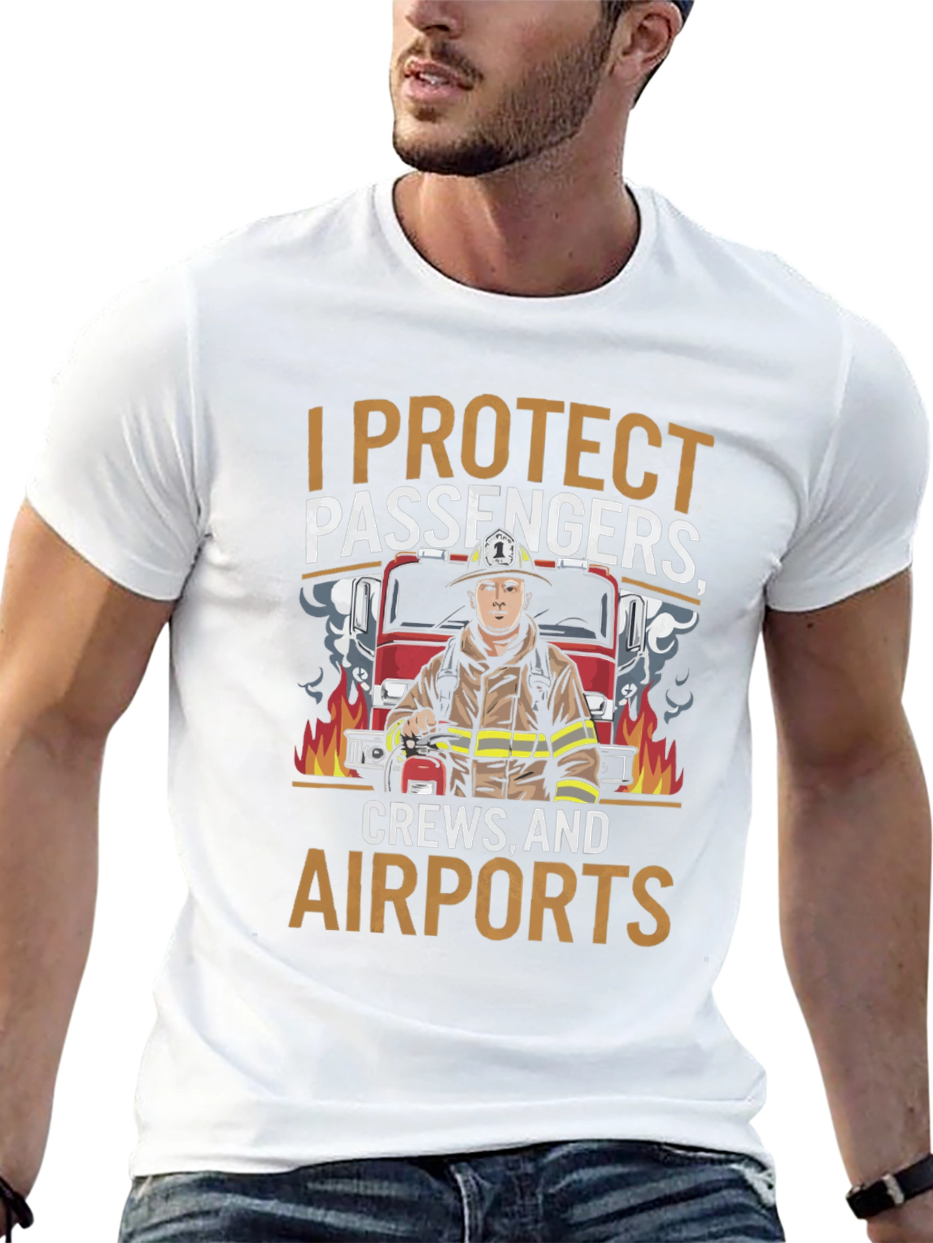 Firefighter Airport Crew Protection Graphic T-Shirt