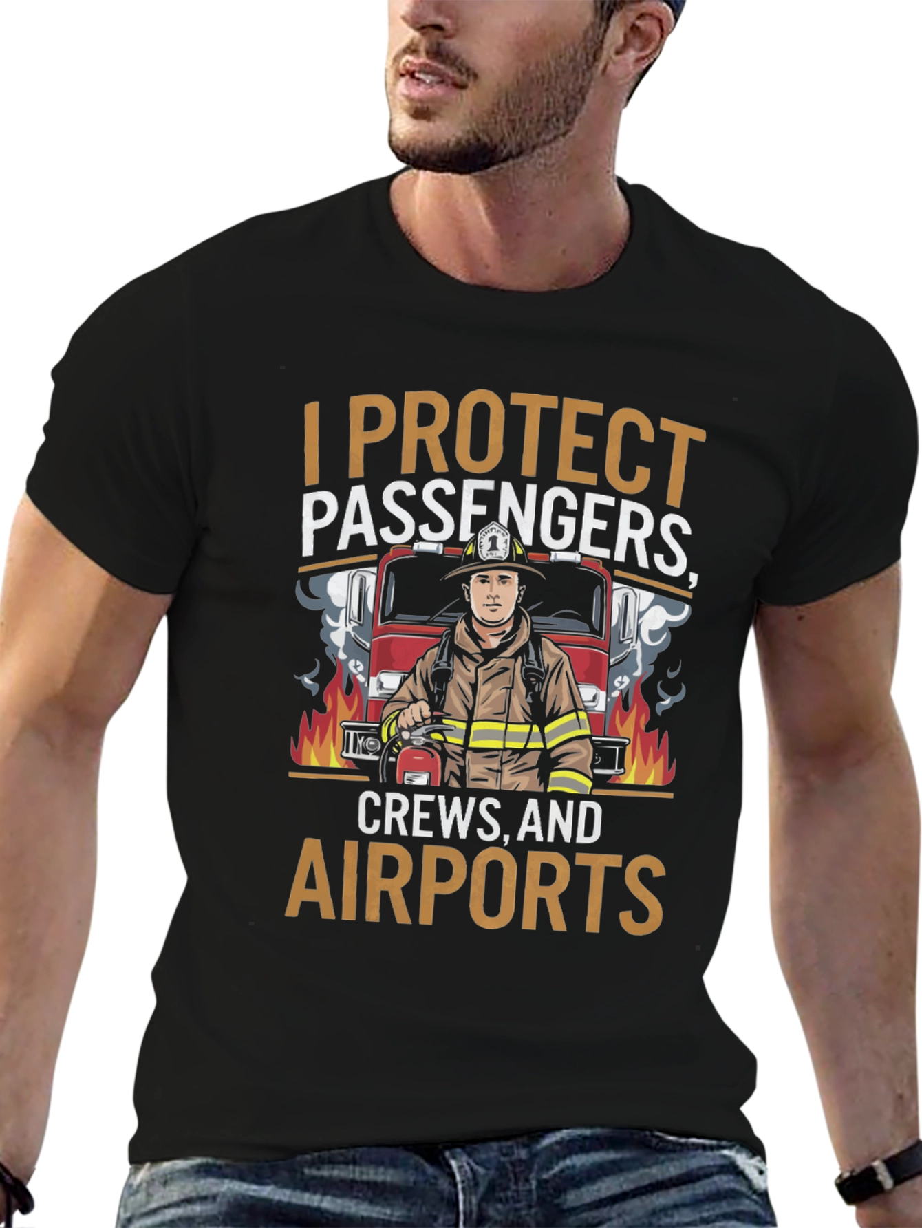 Firefighter Airport Crew Protection Graphic T-Shirt