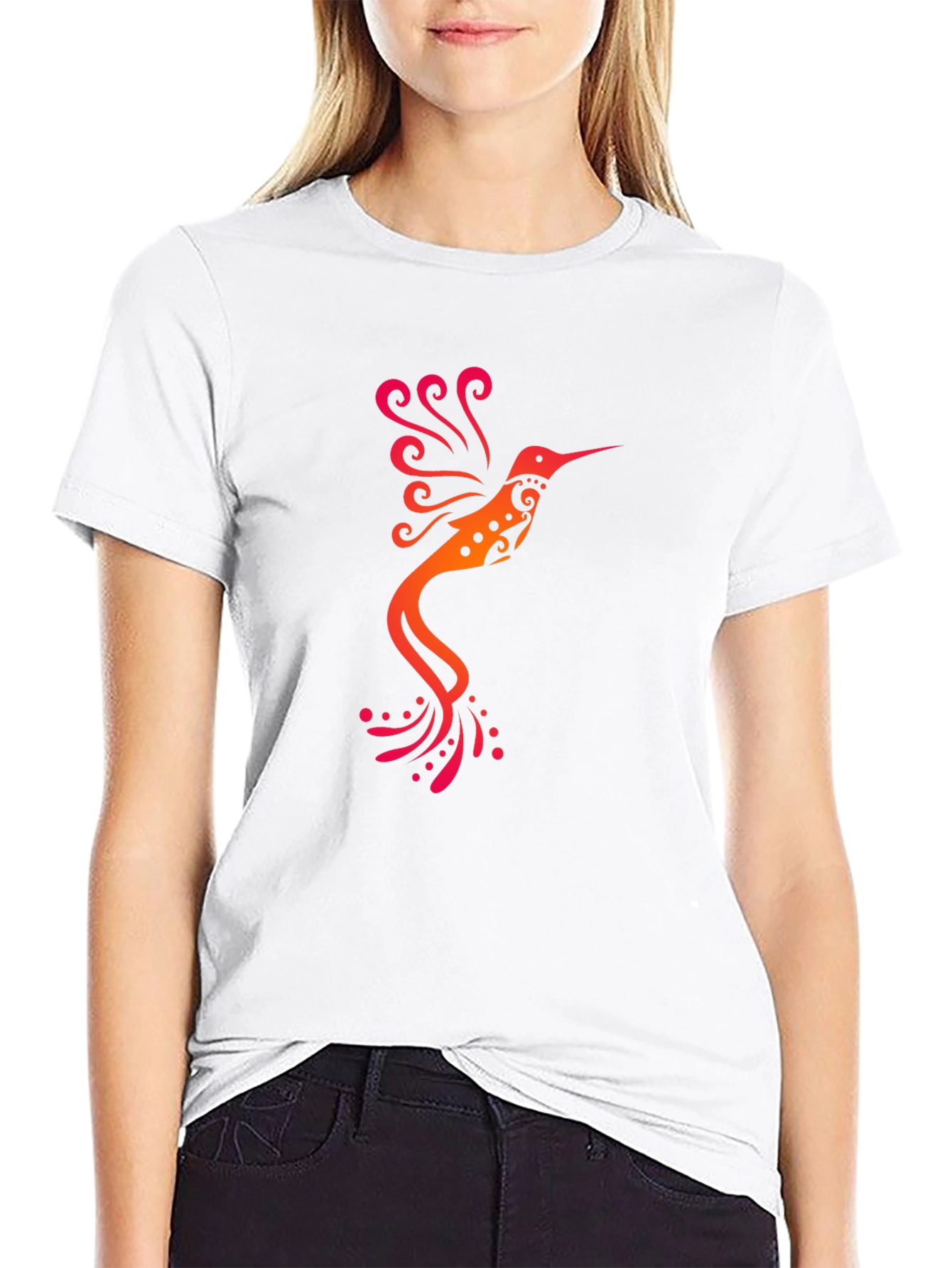 Hummingbird Tribal Art T-Shirt - Black