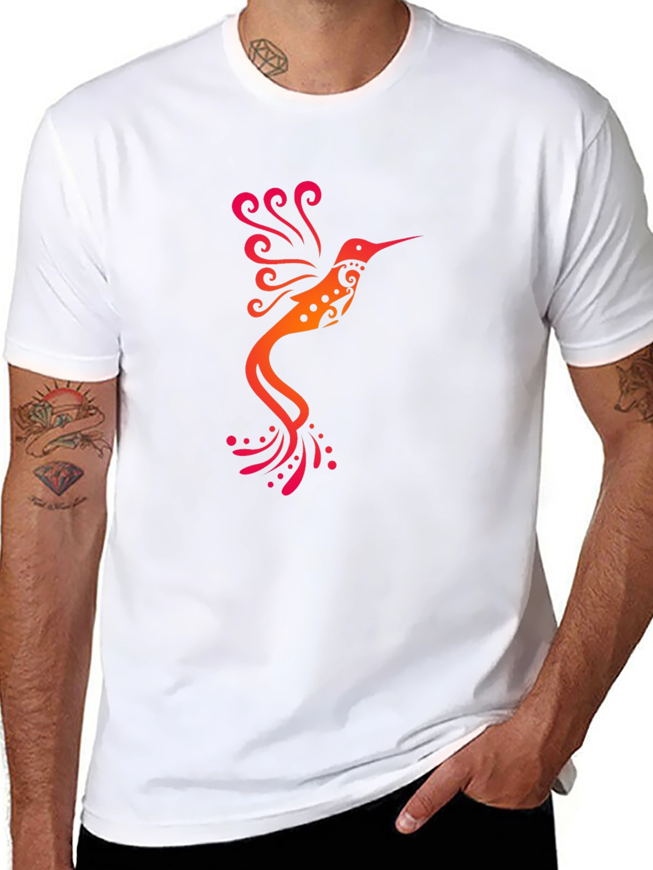 Hummingbird Tribal Art T-Shirt - Black