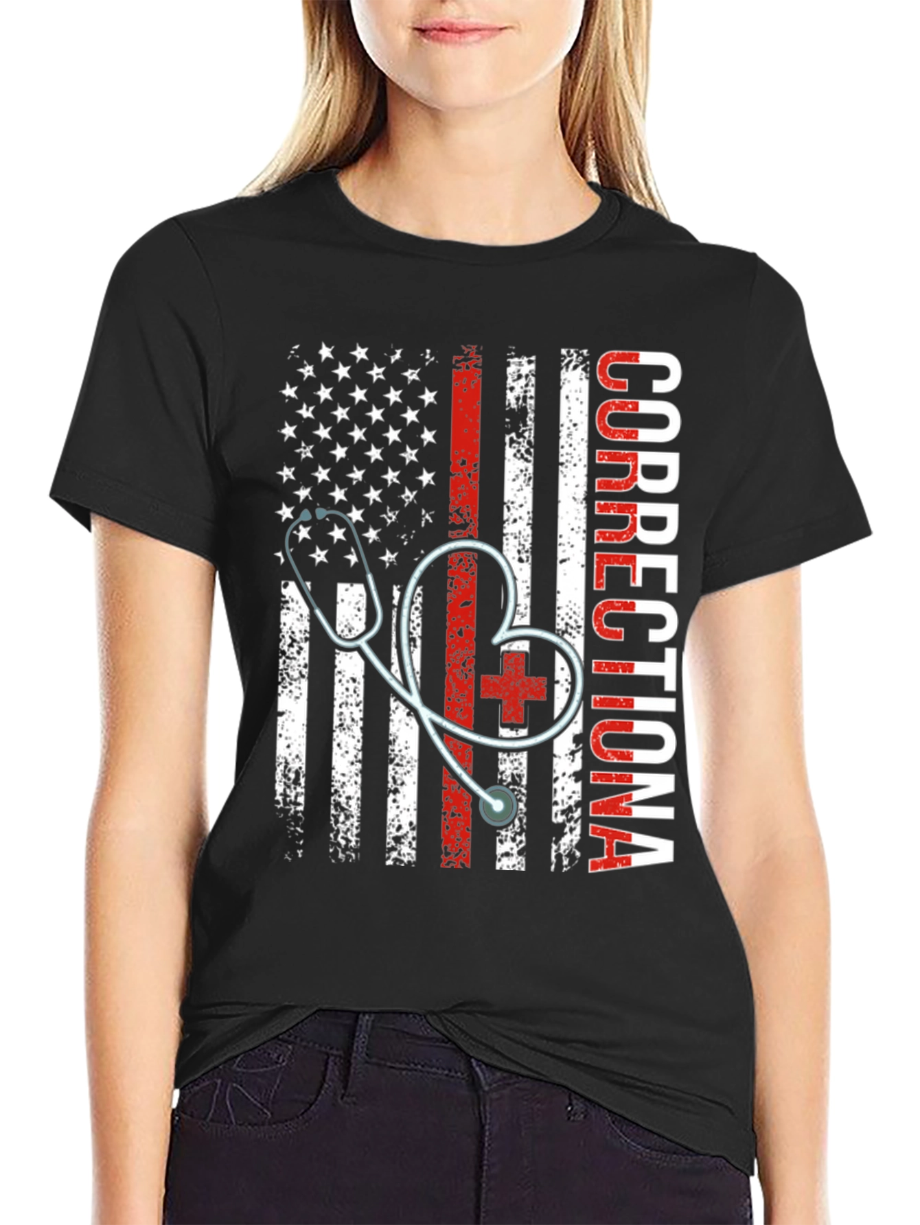 Corrections Nurse American Flag Graphic Tee