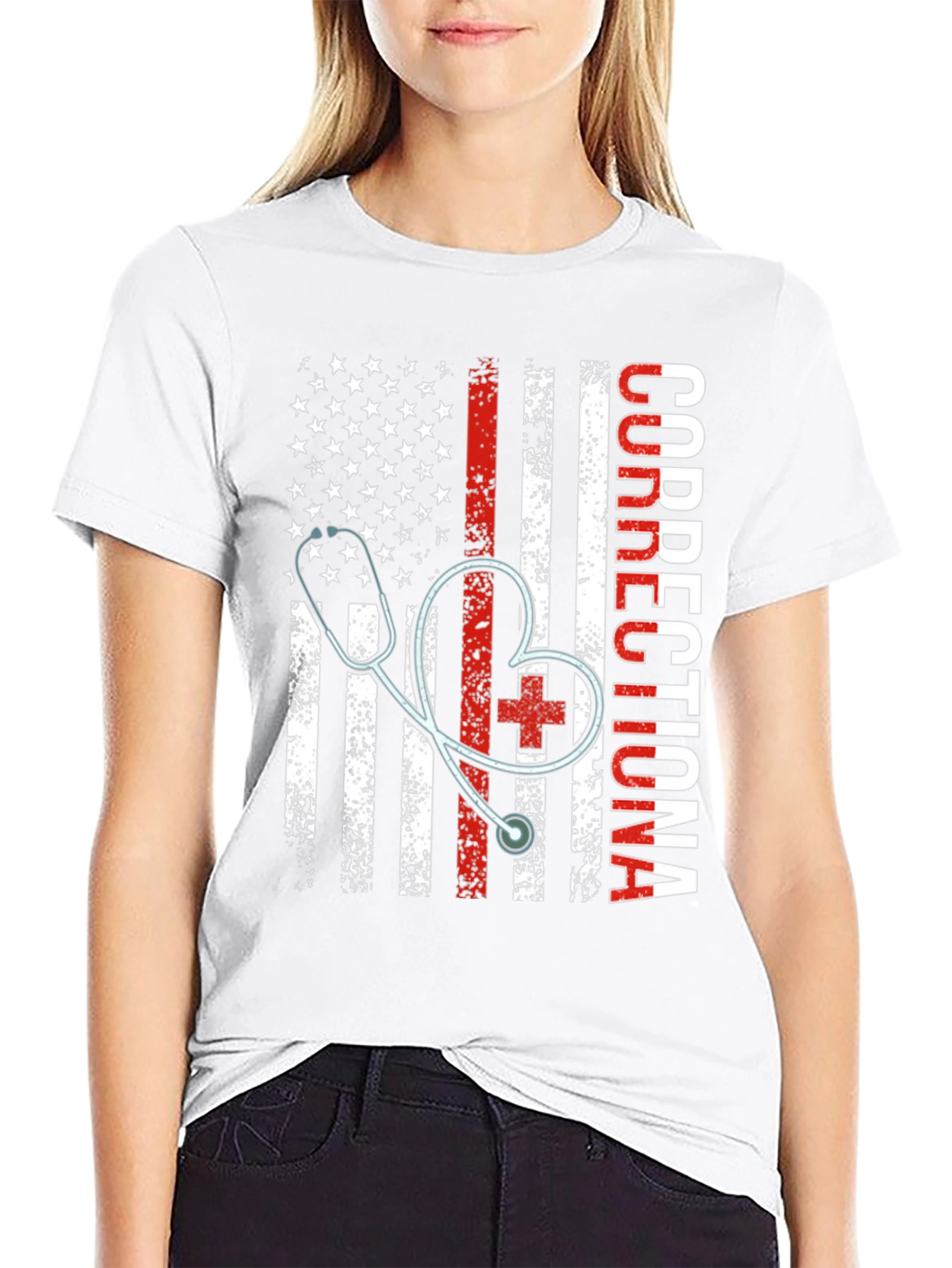 Corrections Nurse American Flag Graphic Tee