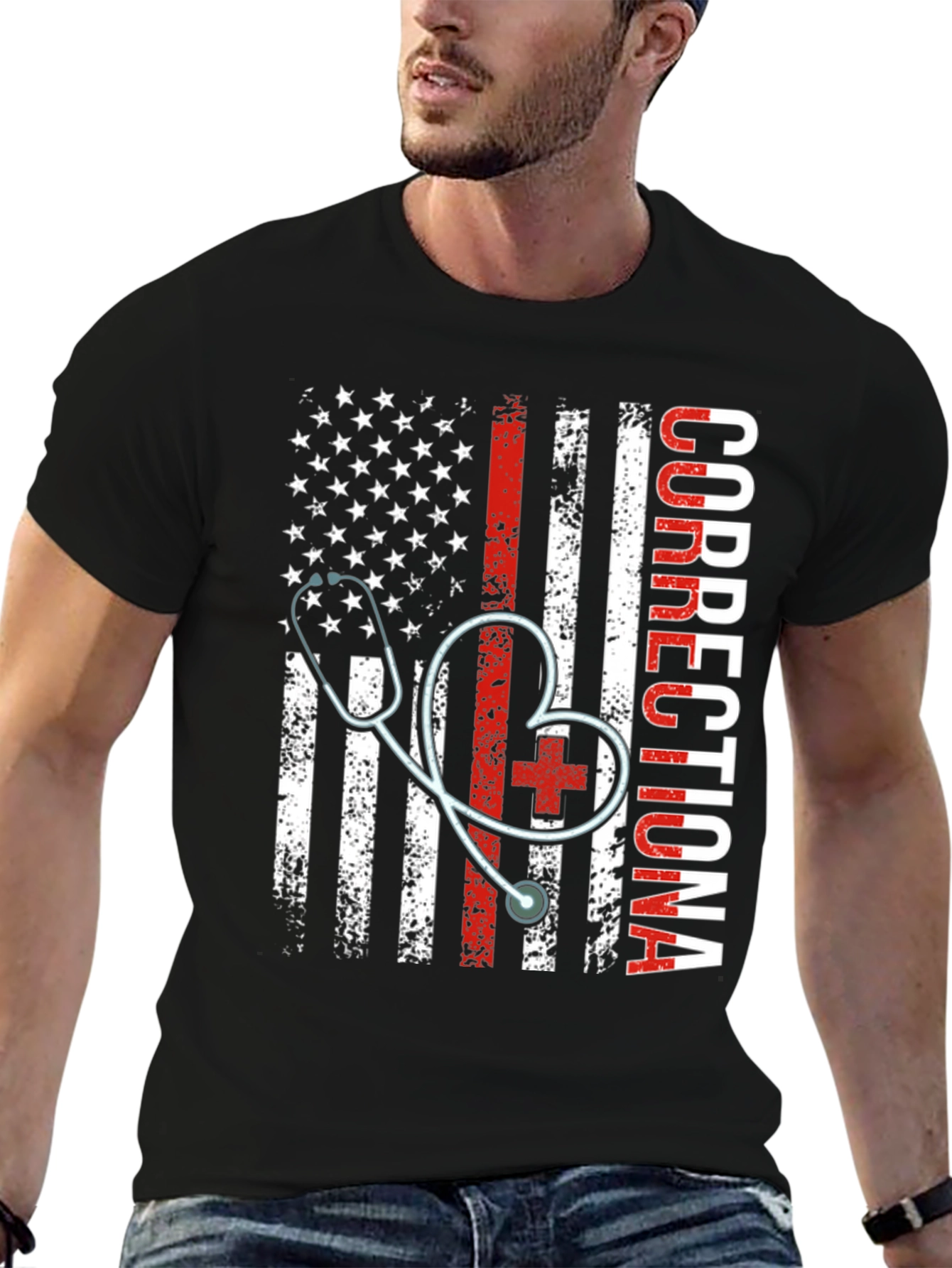Corrections Nurse American Flag Graphic Tee