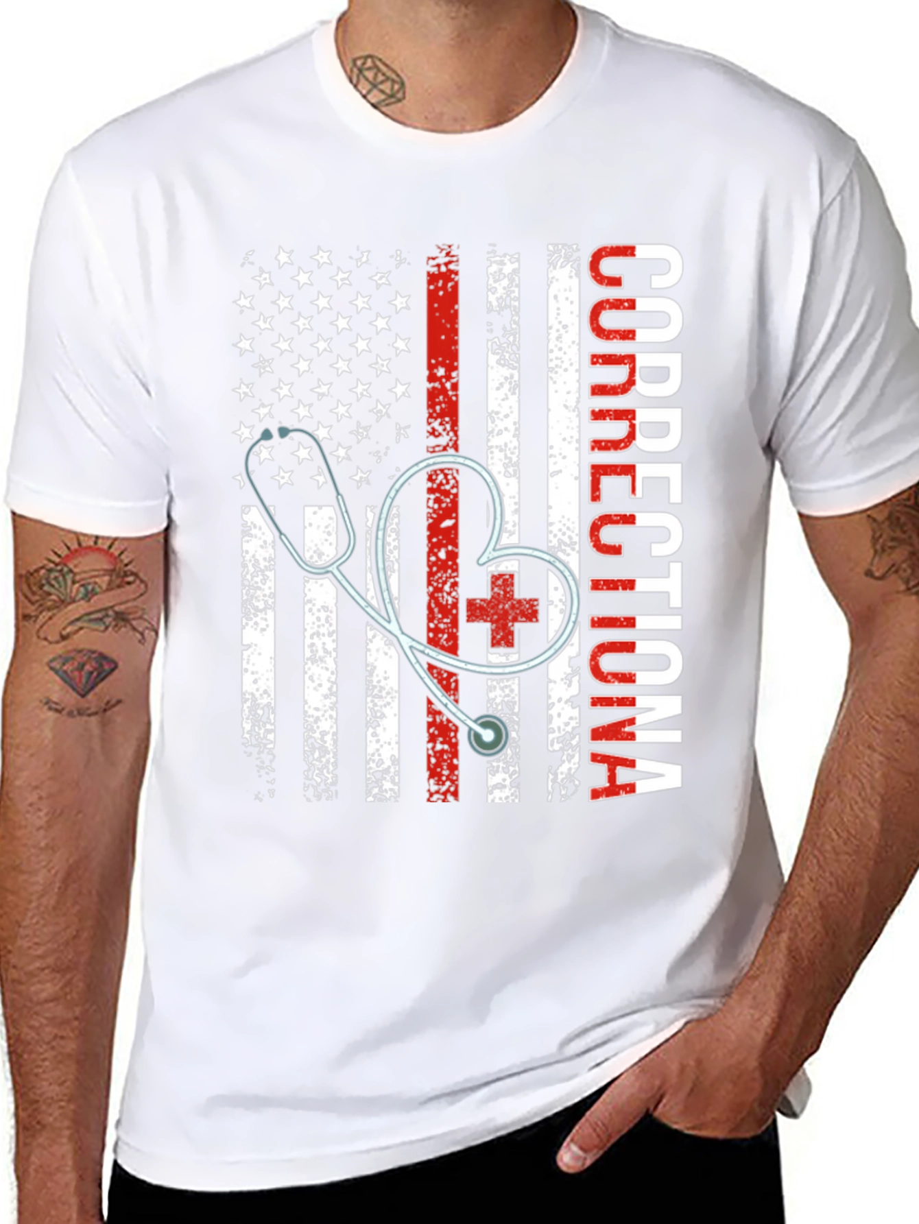 Corrections Nurse American Flag Graphic Tee