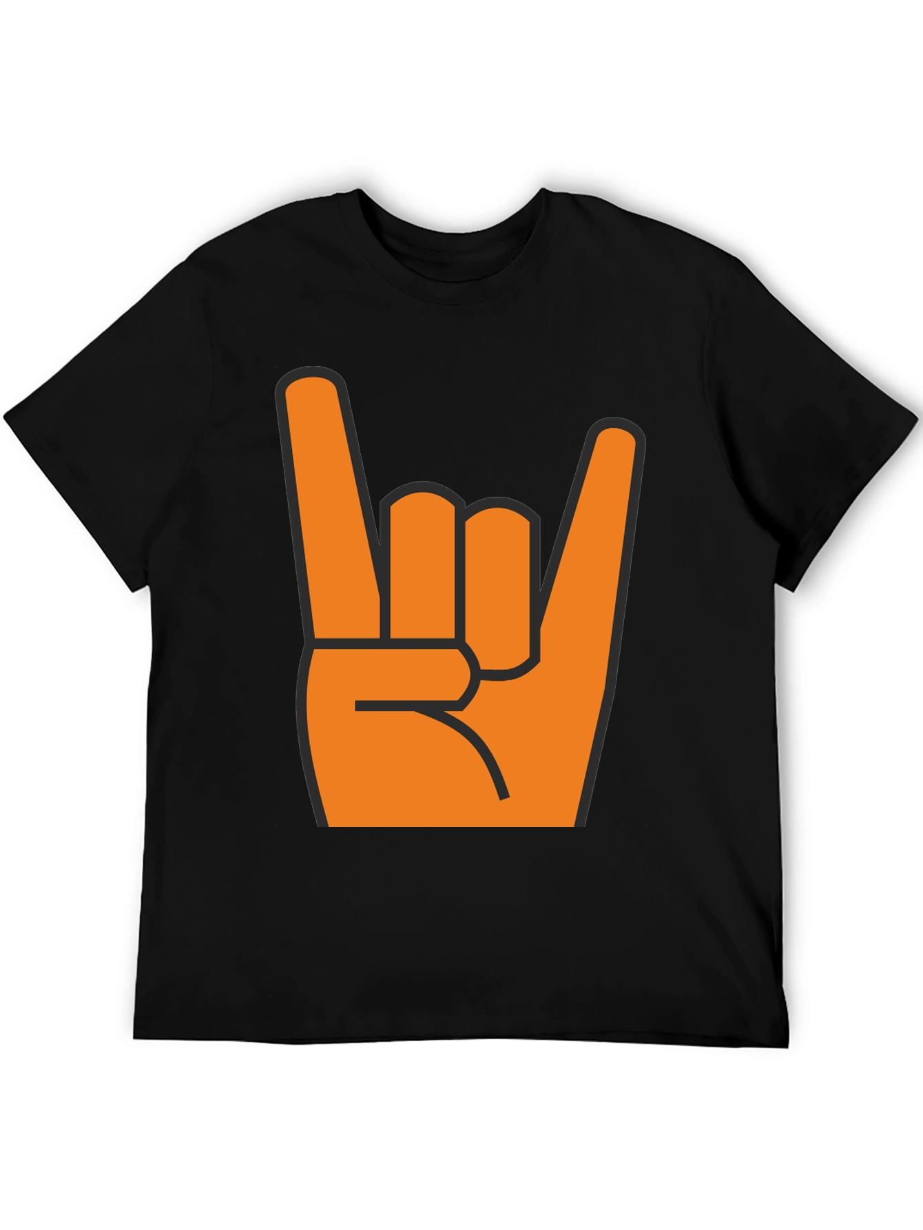 Rock On T-Shirt - Bold Orange Hand Graphic