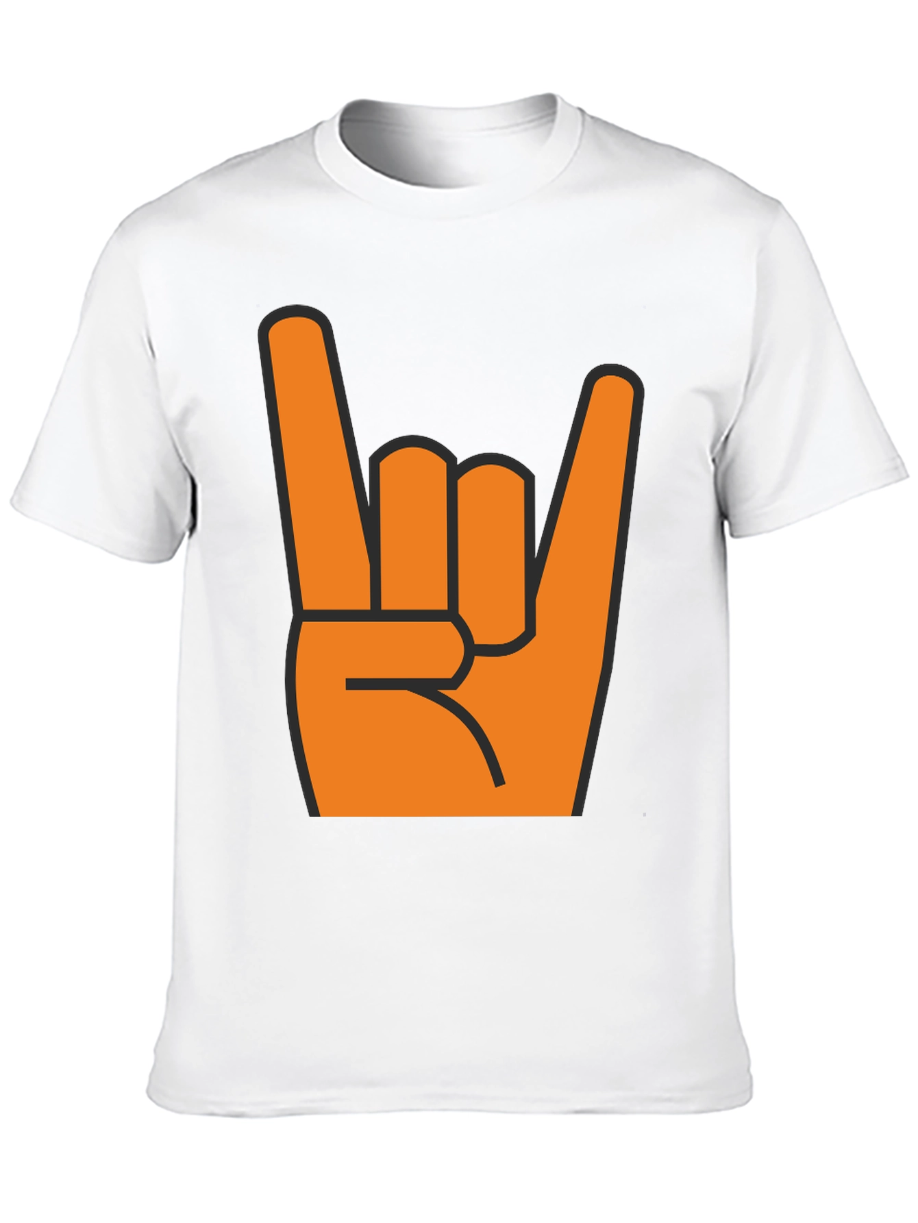 Rock On T-Shirt - Bold Orange Hand Graphic