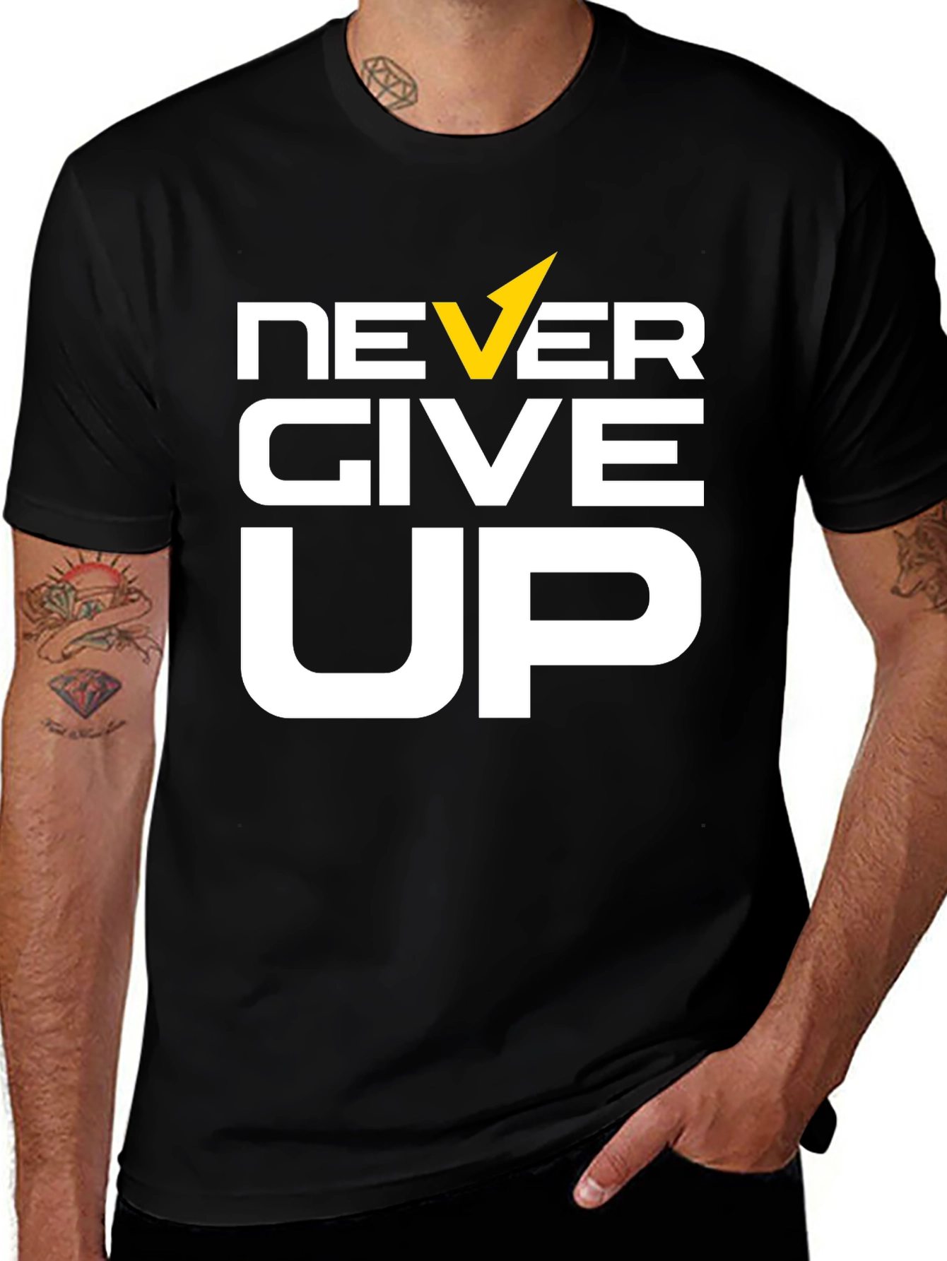Never Give Up Graphic Tee - Motivational T-Shirt