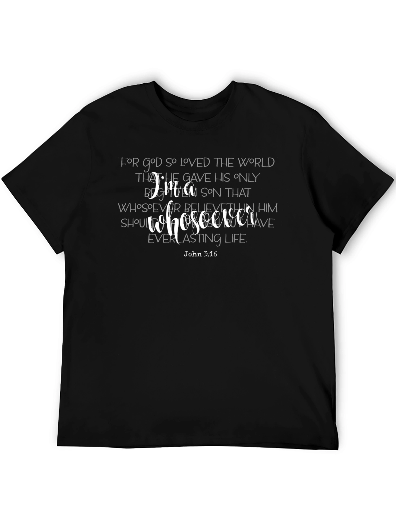 Faith-Inspired Black T-Shirt - John 3:16 Verse