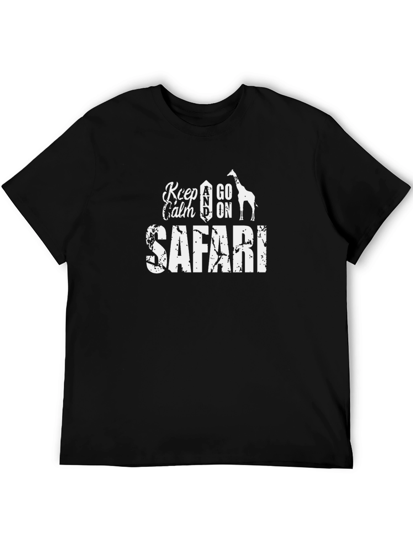 Keep Calm Go On Safari Black T-Shirt