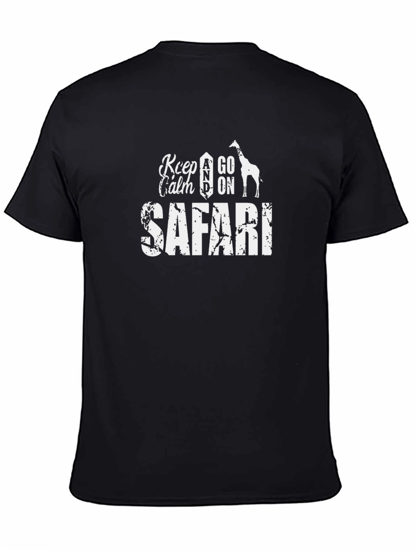 Keep Calm Go On Safari Black T-Shirt