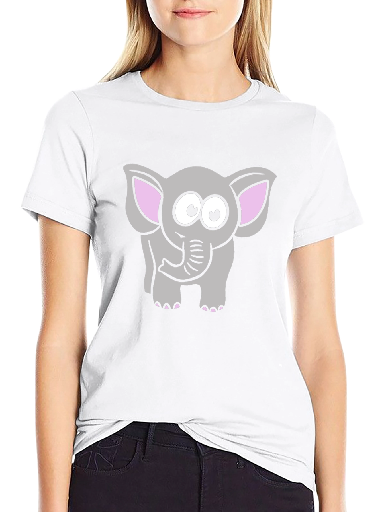 Cute Cartoon Elephant Graphic T-Shirt