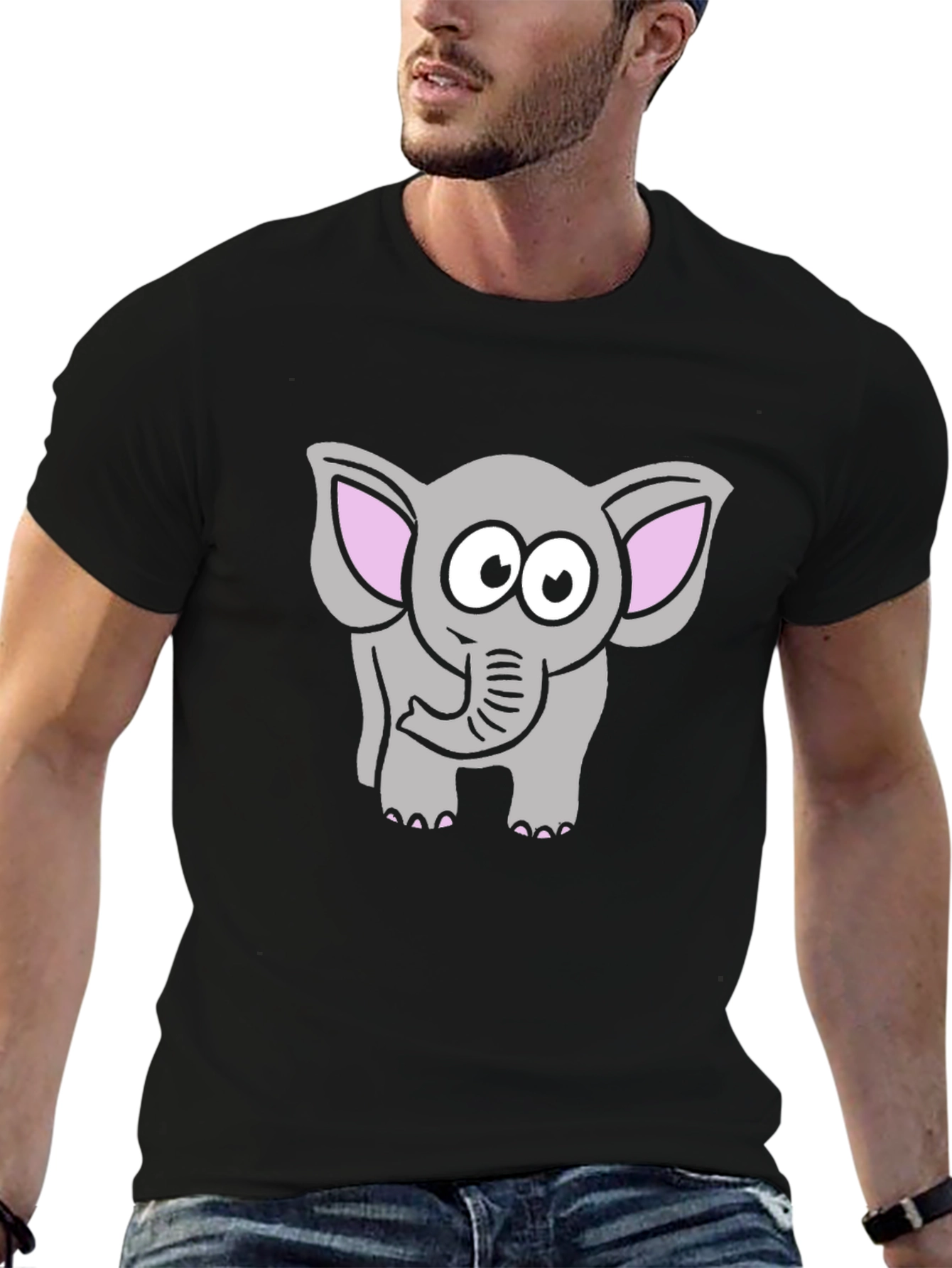 Cute Cartoon Elephant Graphic T-Shirt