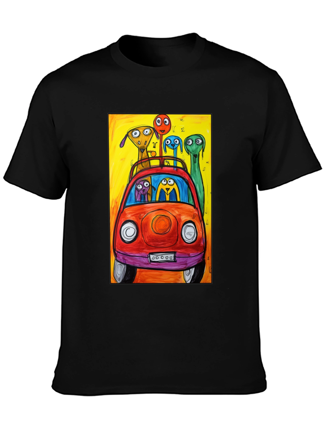 Cartoon Car Ride T-Shirt - Quirky Art Tee