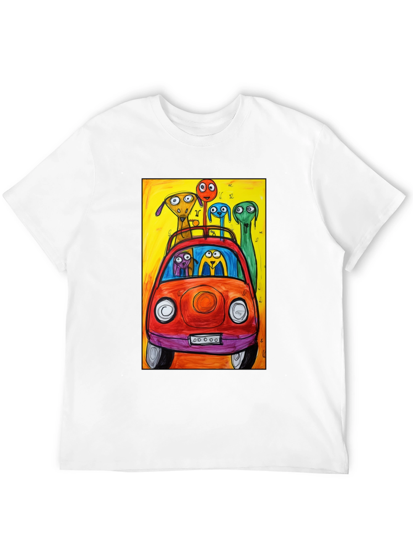 Cartoon Car Ride T-Shirt - Quirky Art Tee