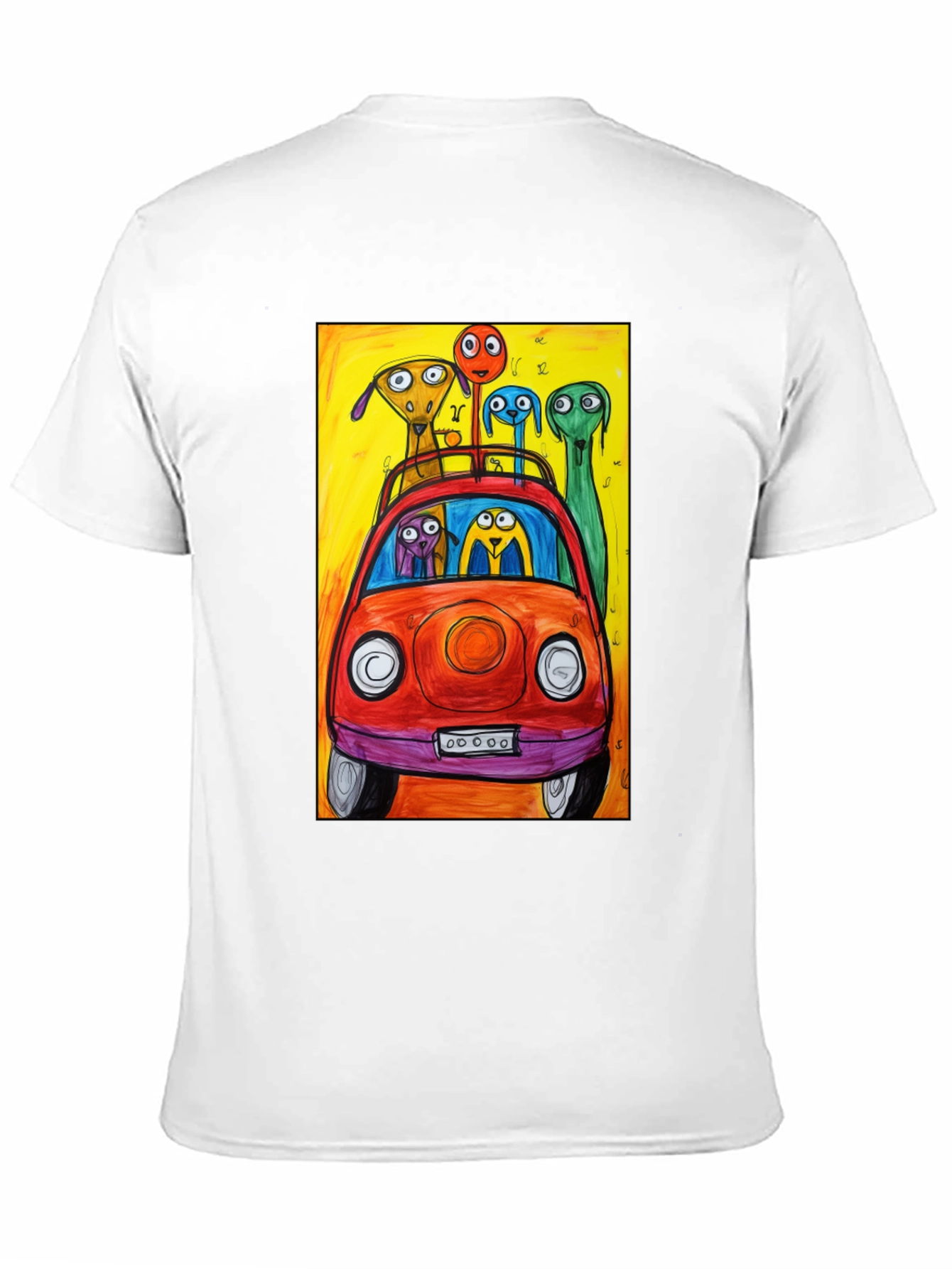 Cartoon Car Ride T-Shirt - Quirky Art Tee