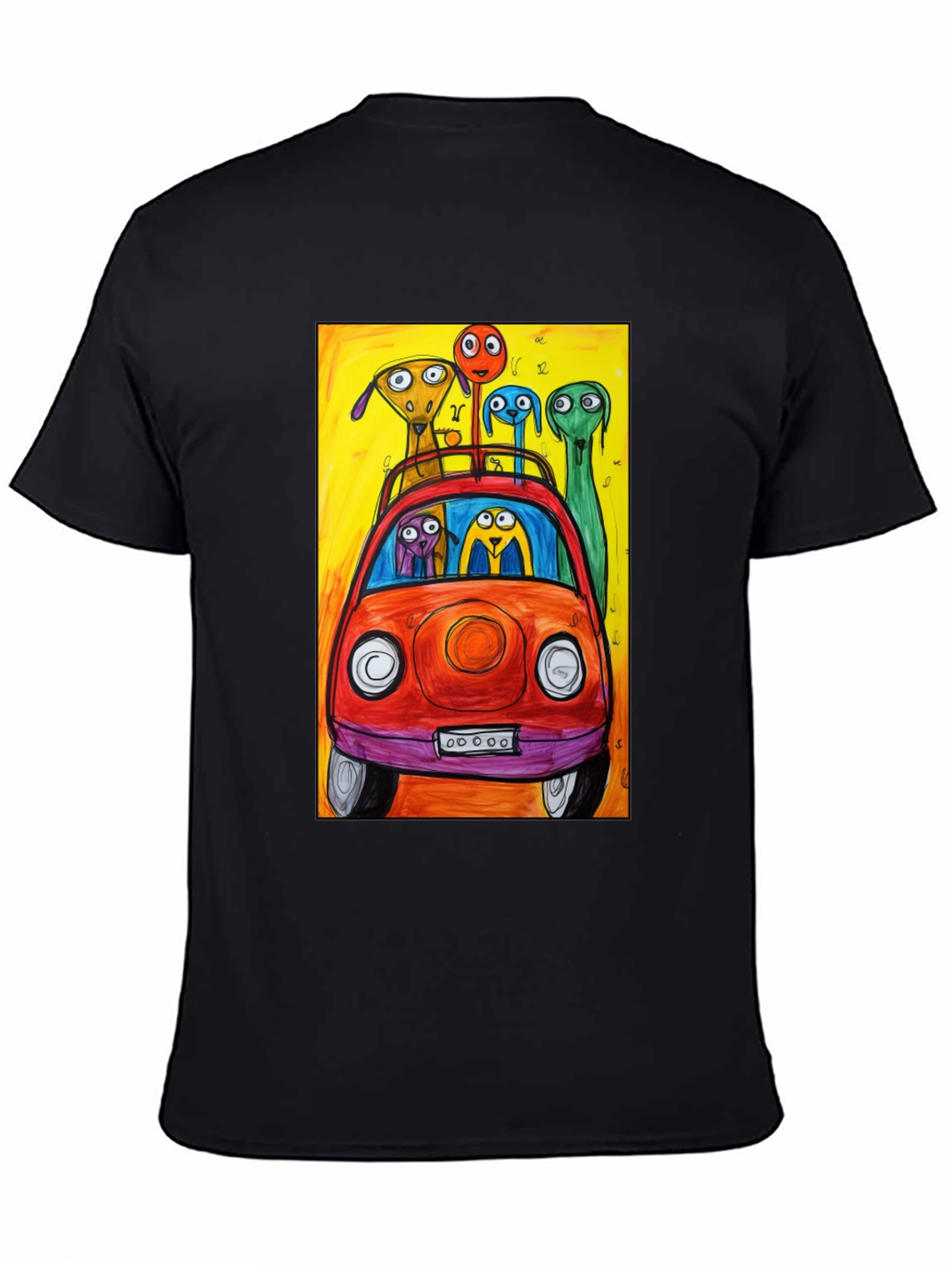 Cartoon Car Ride T-Shirt - Quirky Art Tee