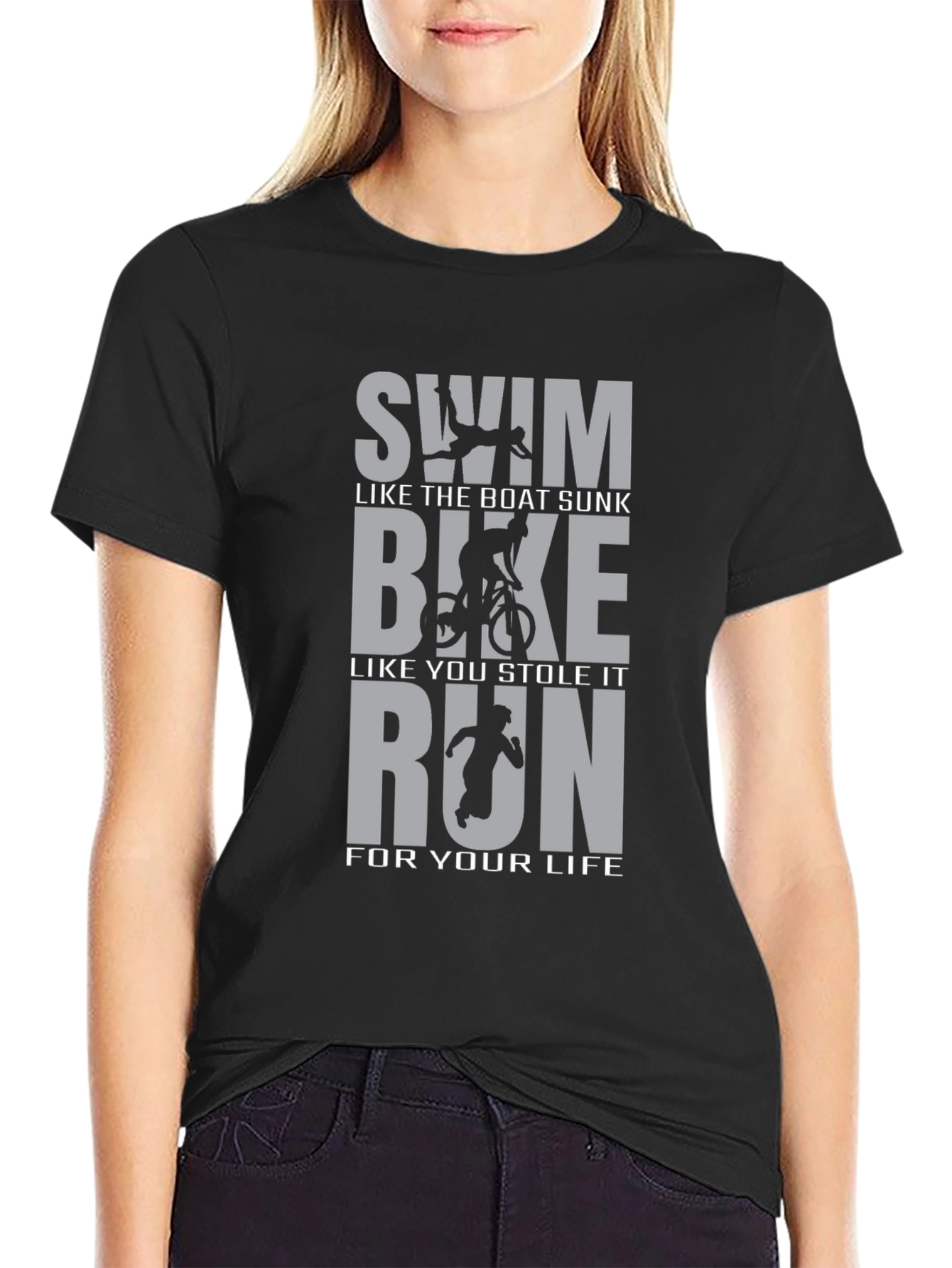 Triathlon Humor T-Shirt: Swim Bike Run Funny Tee