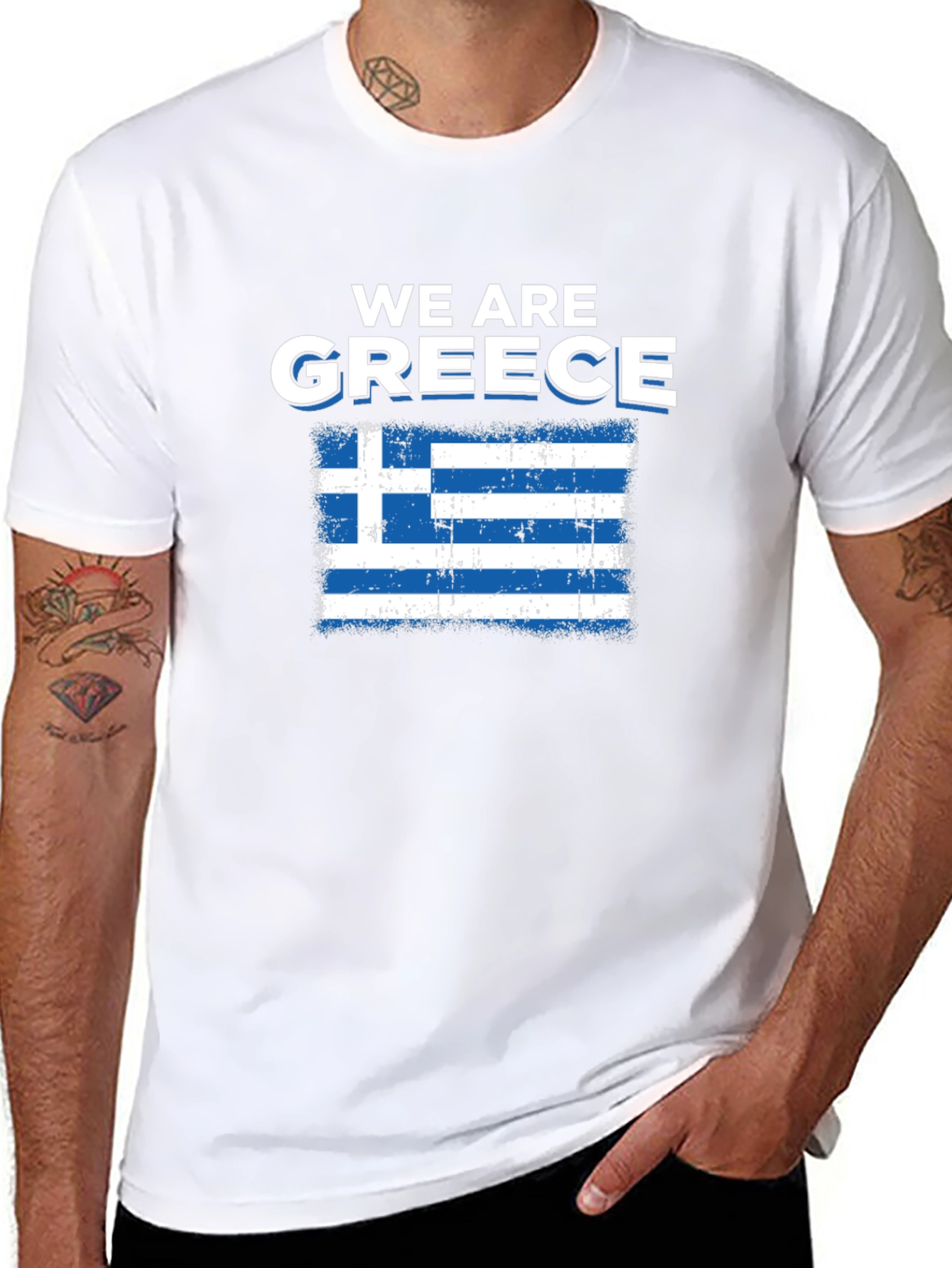 We Are Greece T-Shirt - Distressed Greek Flag