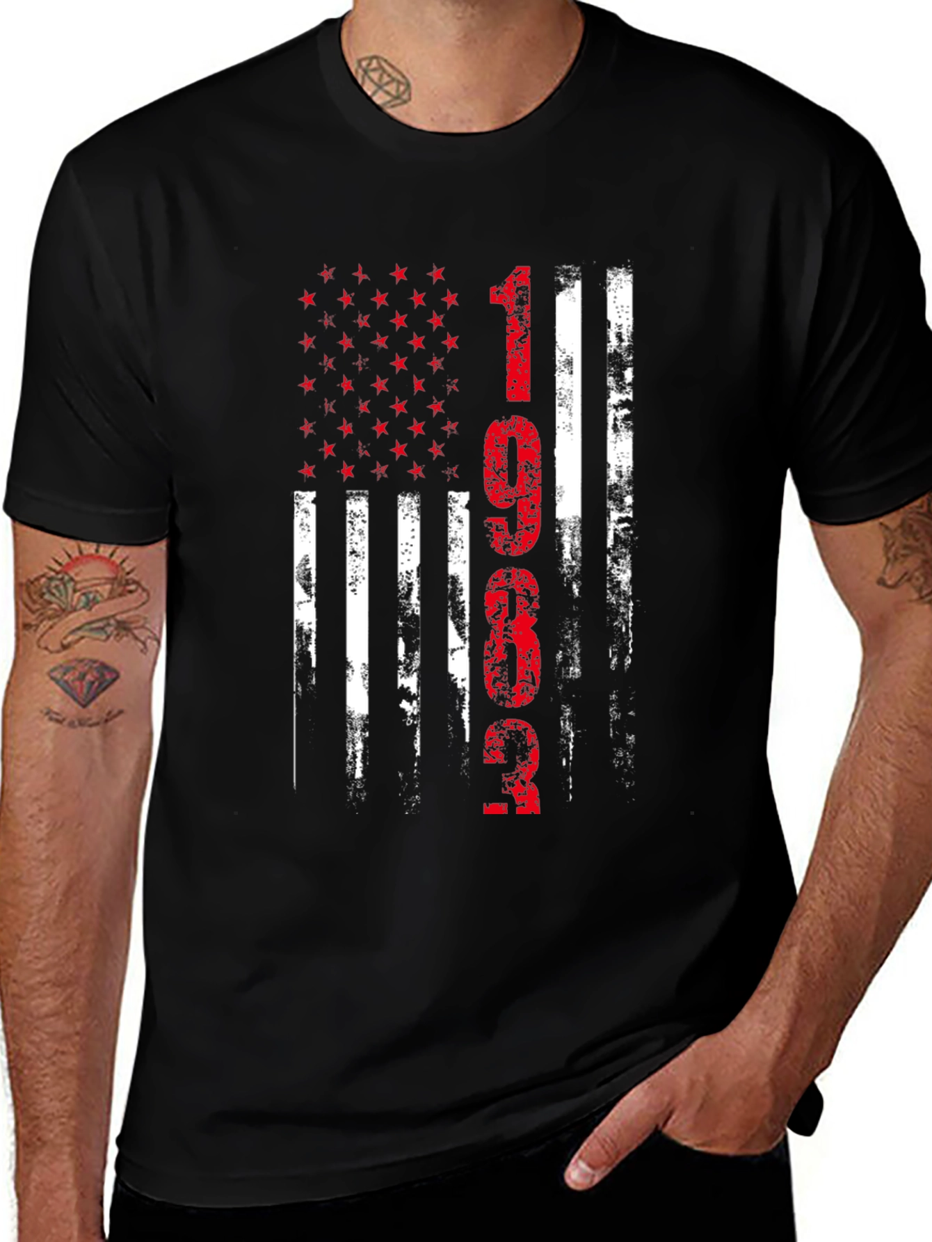 Distressed American Flag 1962 Graphic T-Shirt