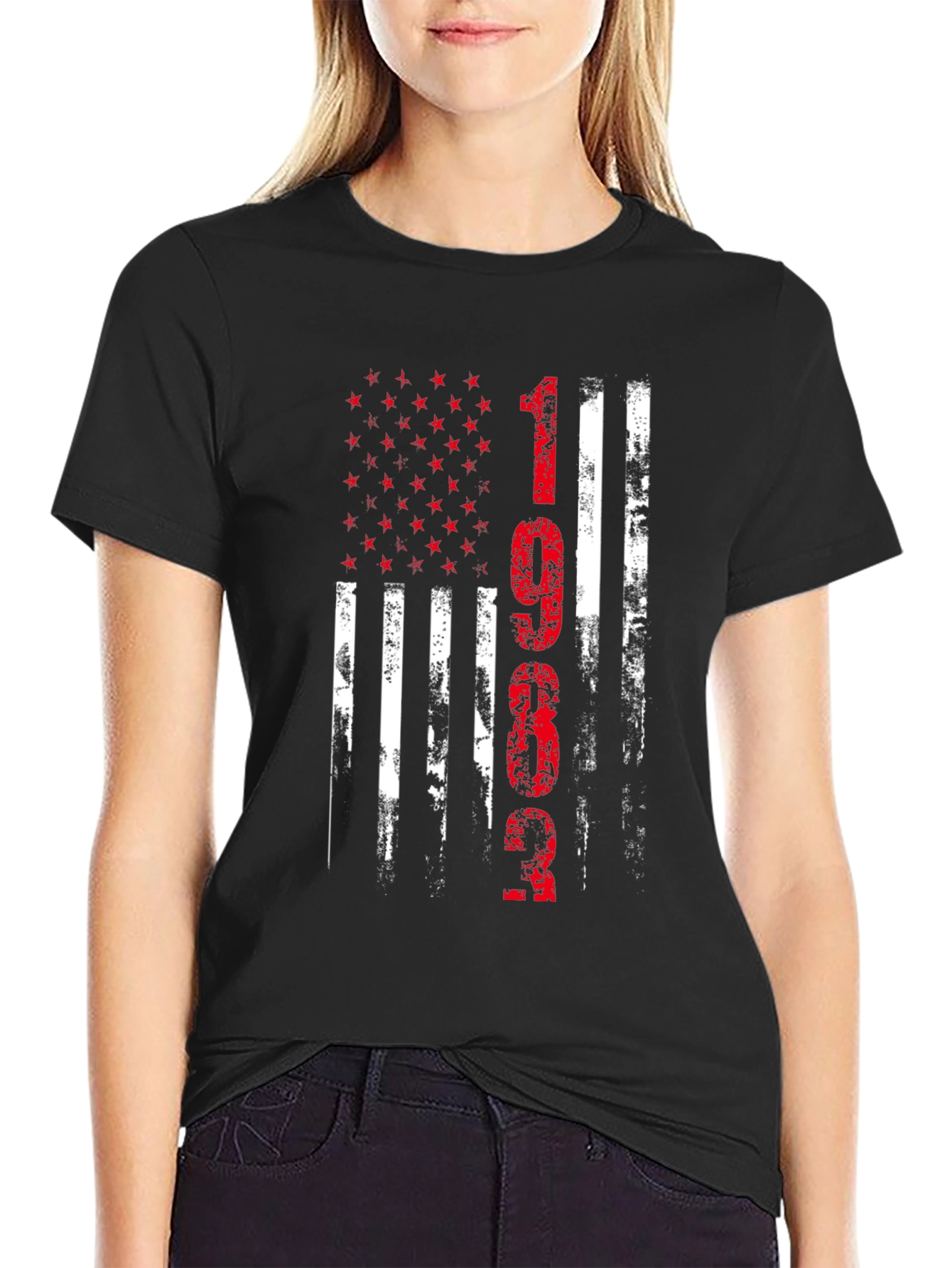 Distressed American Flag 1962 Graphic T-Shirt