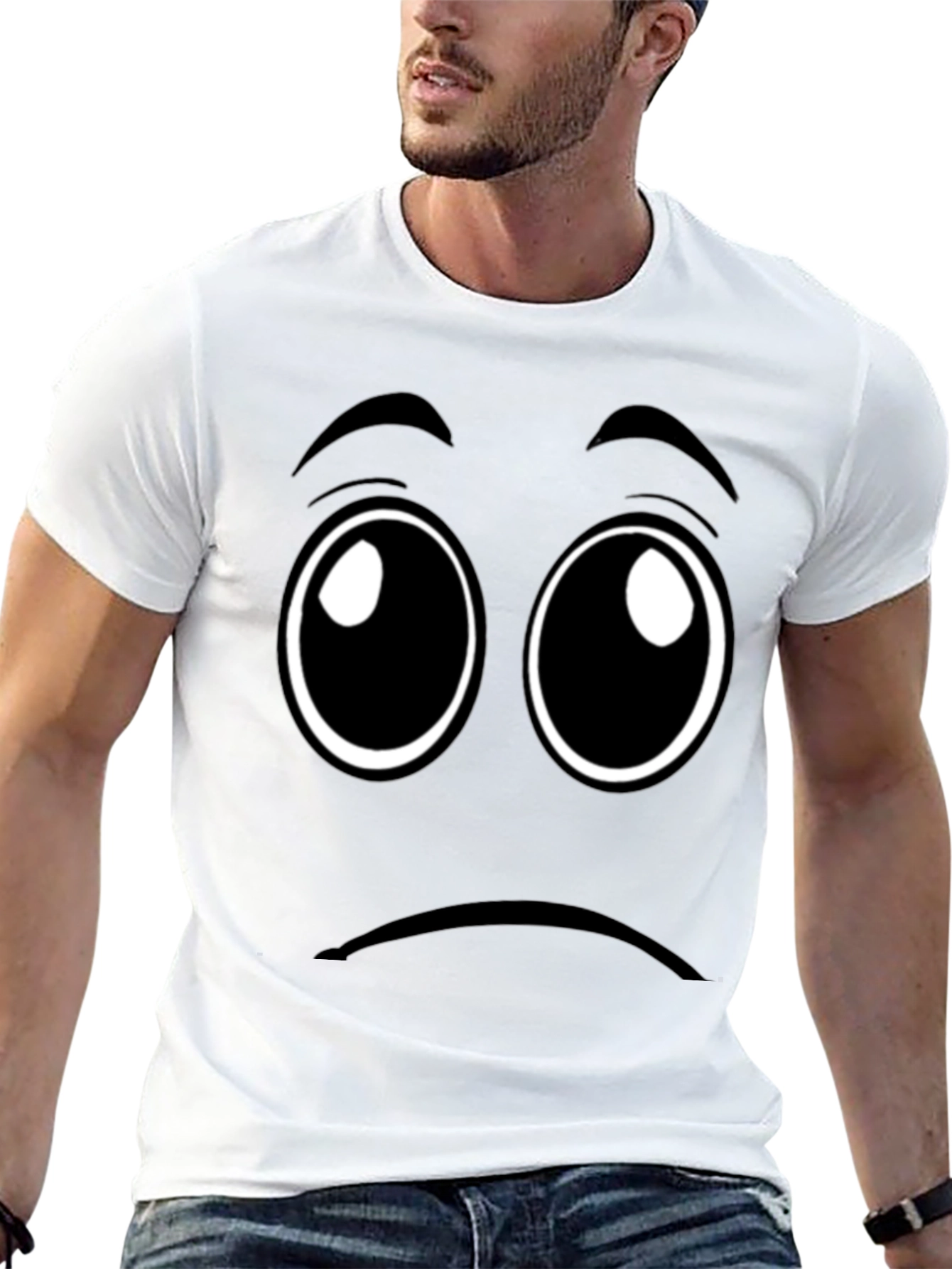Sad Face Graphic Tee - Unisex Black T-Shirt