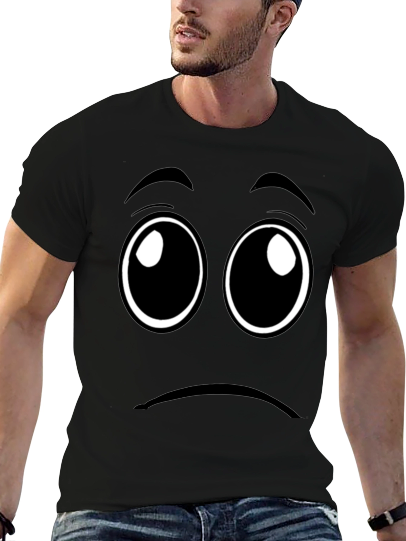 Sad Face Graphic Tee - Unisex Black T-Shirt