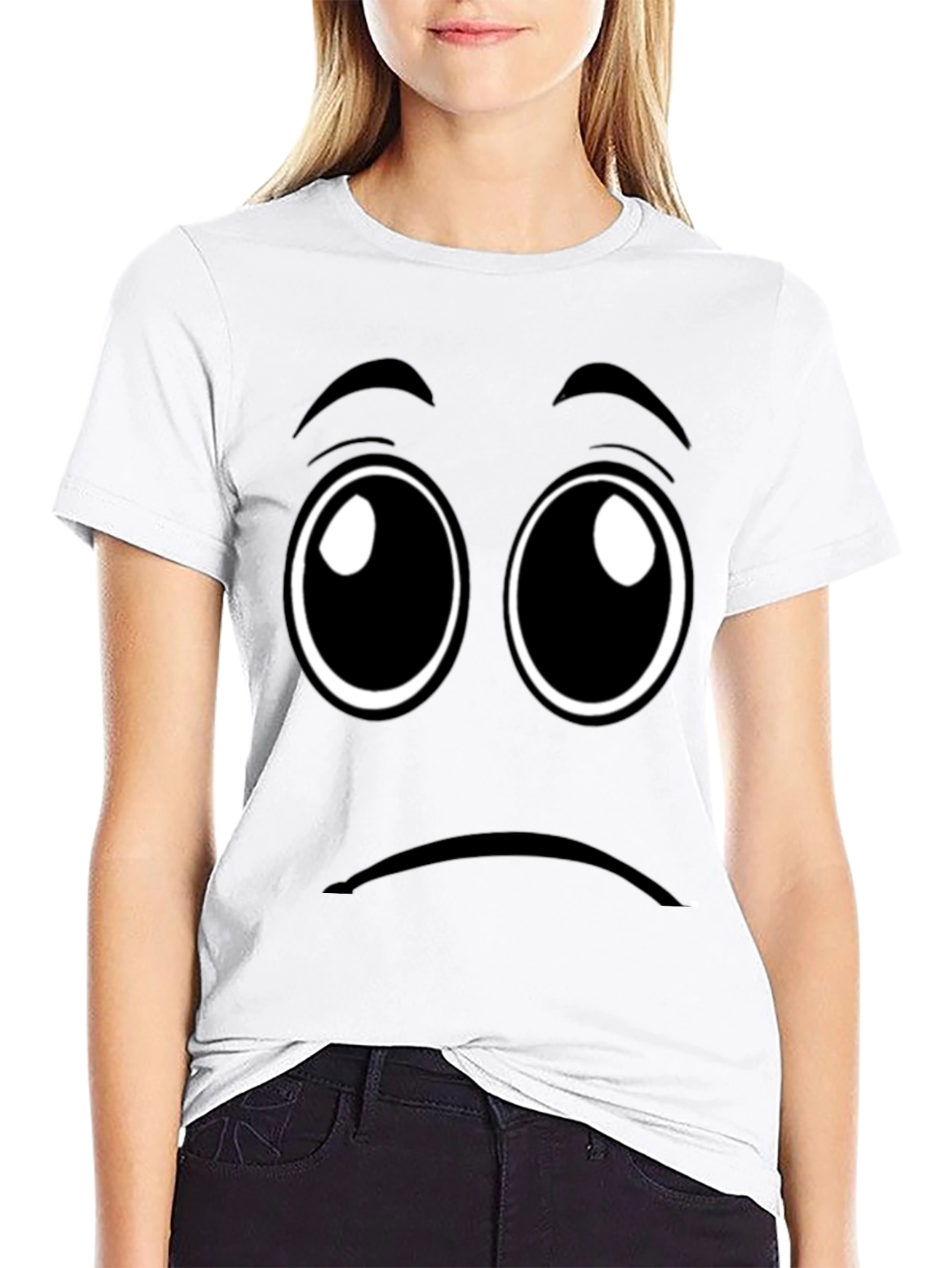 Sad Face Graphic Tee - Unisex Black T-Shirt