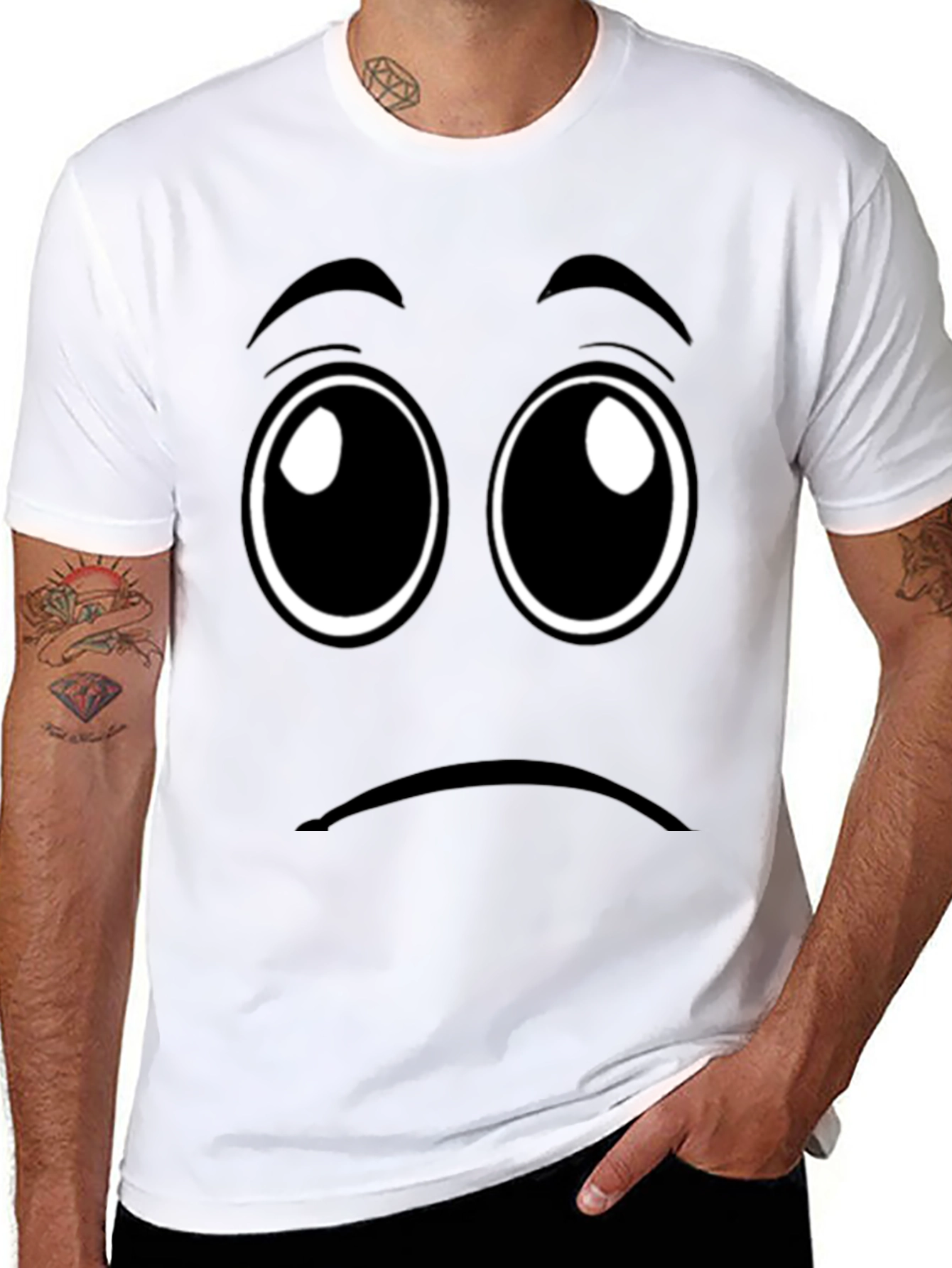 Sad Face Graphic Tee - Unisex Black T-Shirt