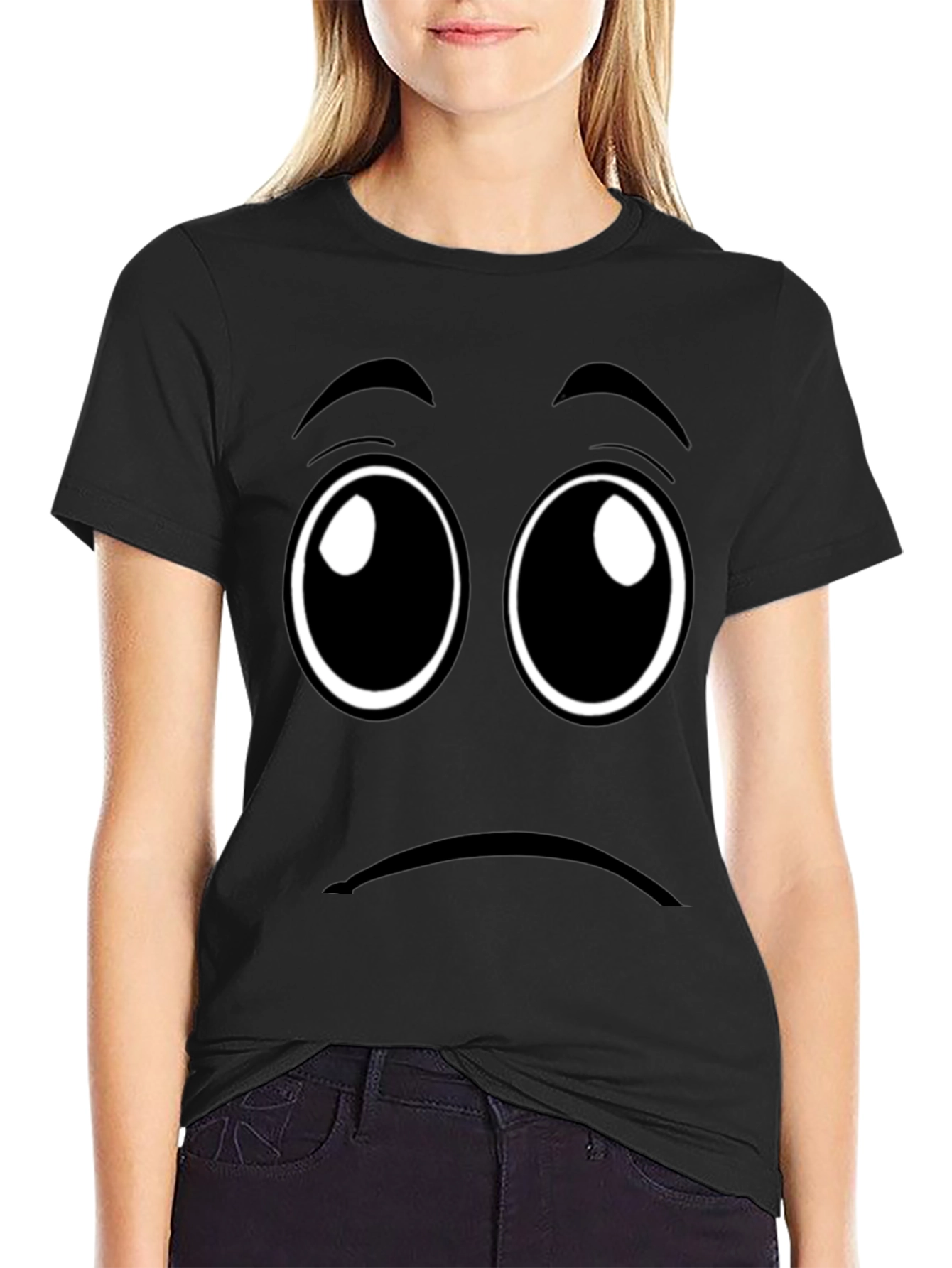 Sad Face Graphic Tee - Unisex Black T-Shirt