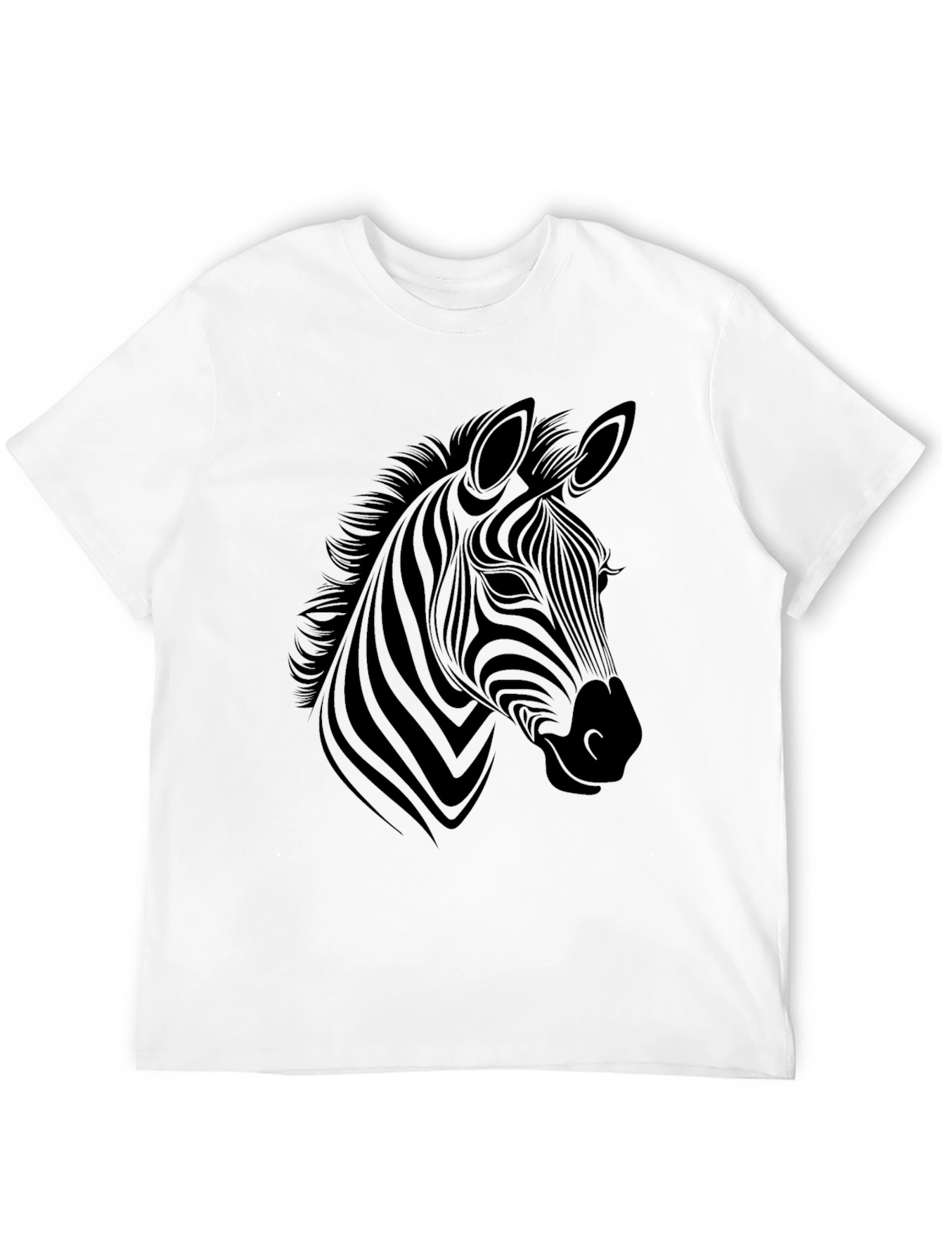 Stylish Zebra Graphic Tee - Black Cotton Blend