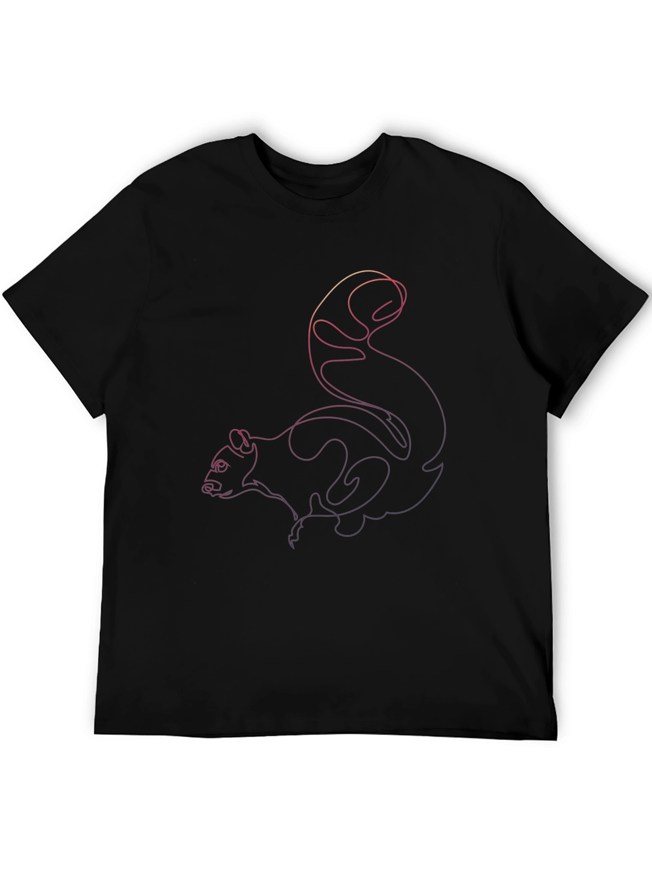 Squirrel Line Art Graphic Tee - Black Unisex T-Shirt