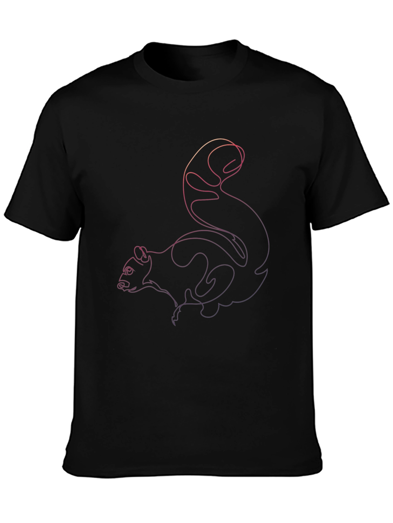 Squirrel Line Art Graphic Tee - Black Unisex T-Shirt