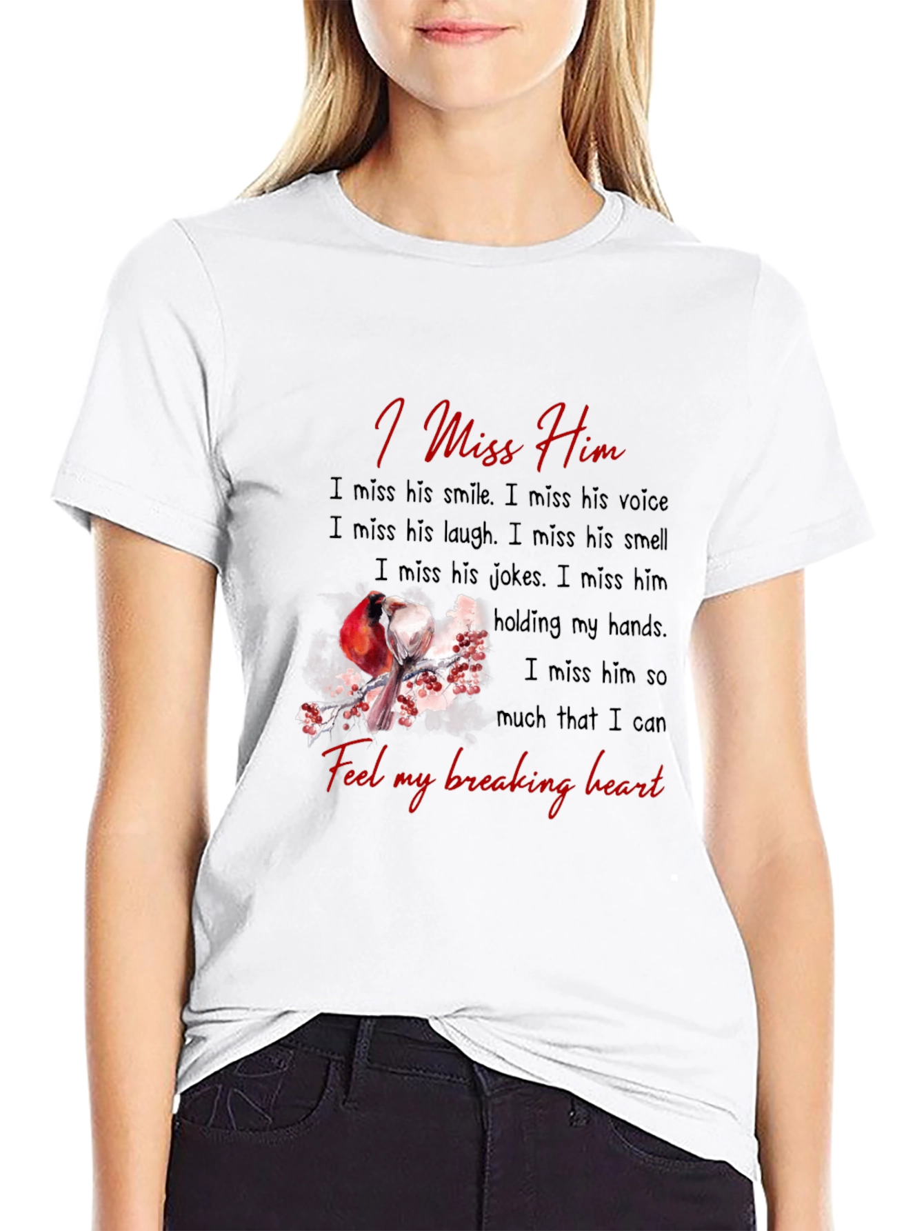 I Miss Him T-Shirt - Memorial Bird Design